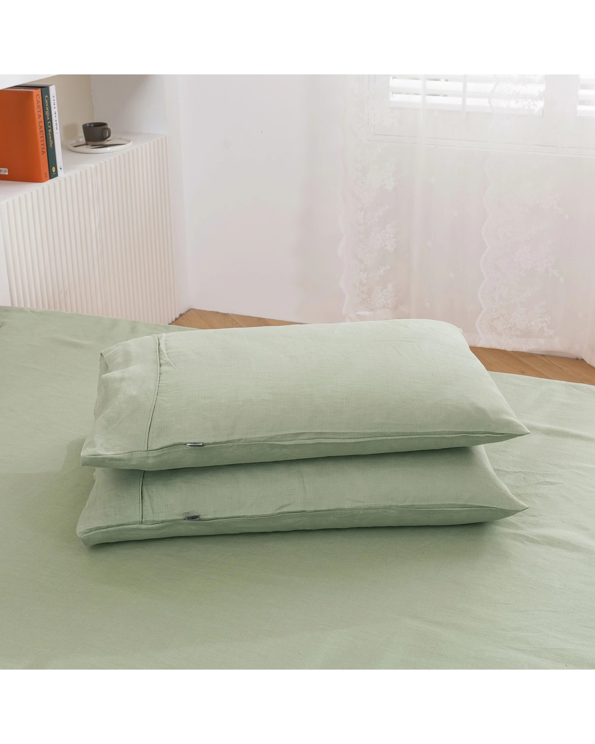 4 Natural Home Vintage Washed 100% Hemp Sheet Set - King Bed - Sage, 4 of 8