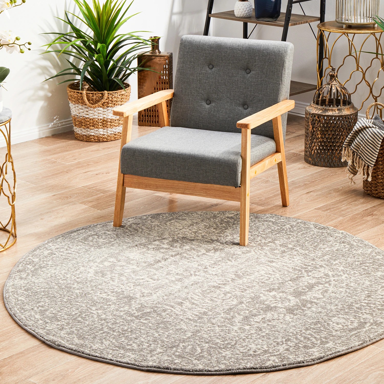 3 Common Ground Rugs Encore 256 240x240cm - Large Round Power Loomed Pet Friendly Rug - Silver, 3 of 9