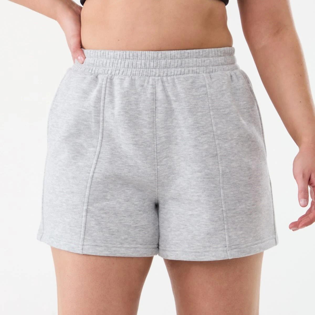 1 Active Womens Front Seam Fleece Shorts SOFT GREY MARLE, 1 of 5