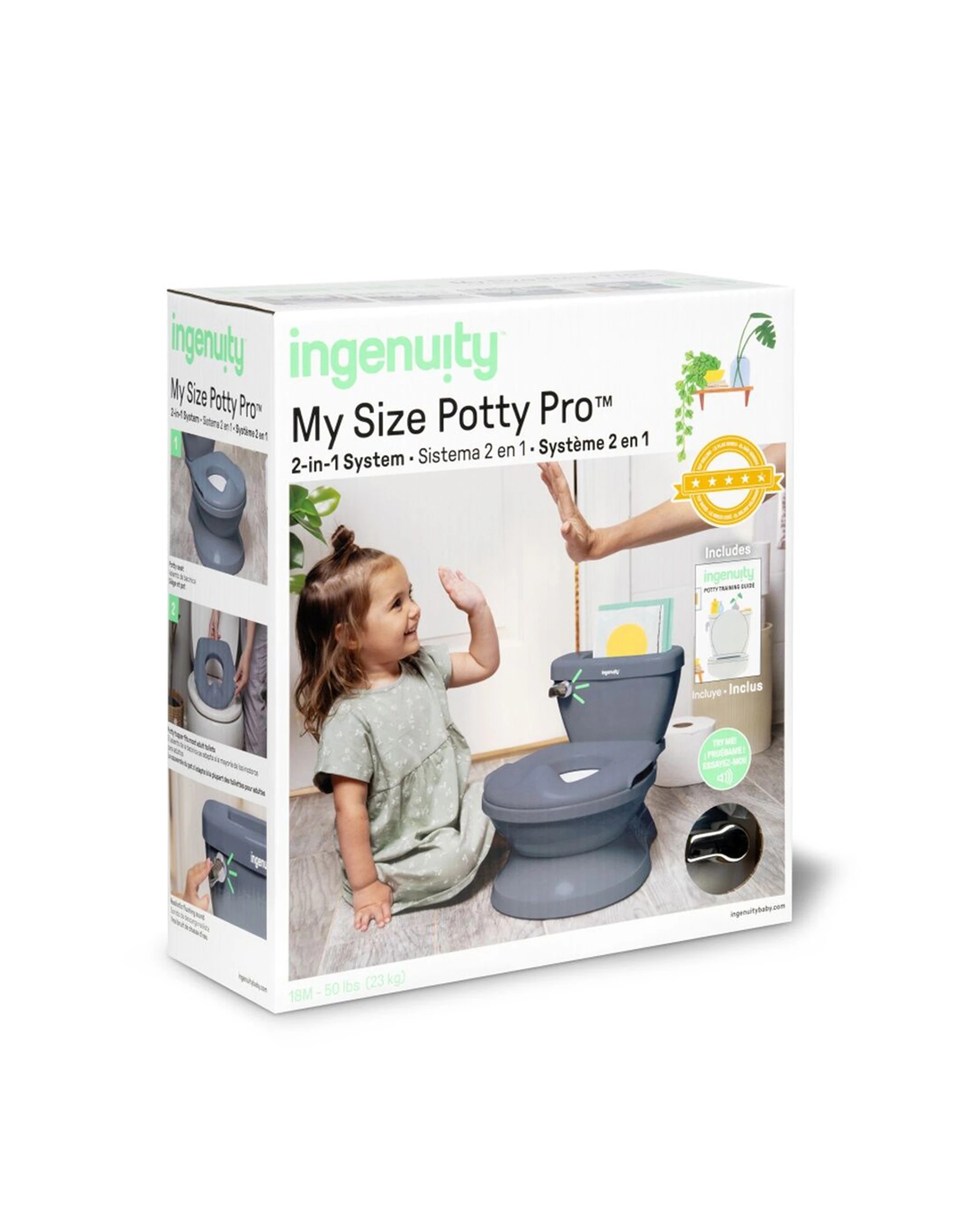 3 Ingenuity My Size Potty Pro Toddler Toilet Training Flushing Sounds 18-60m - White, 3 of 6