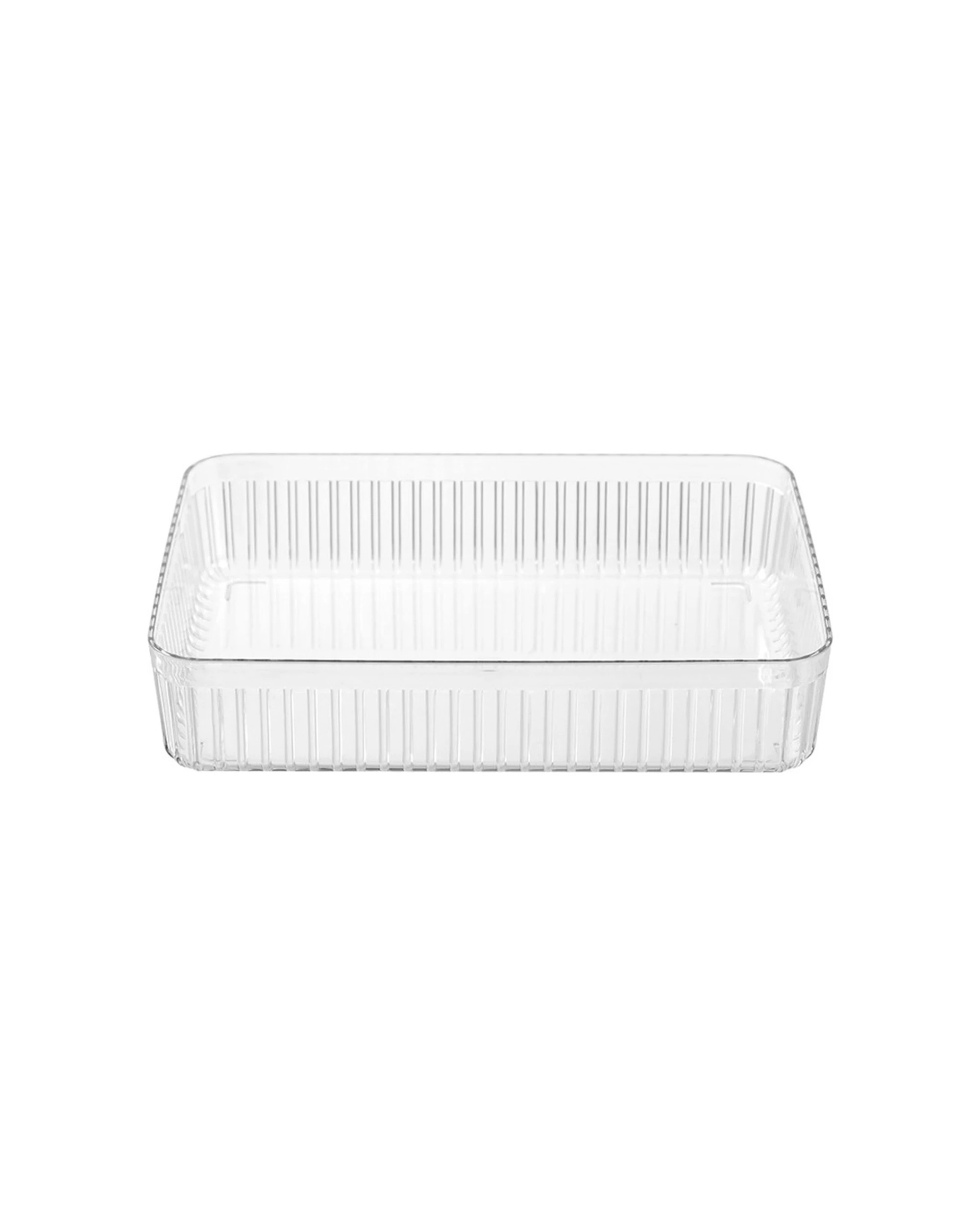 4 Boxsweden Crystal Ribbed Tray Modular Design Storage Container 32x23x7cm - Clear, 4 of 4