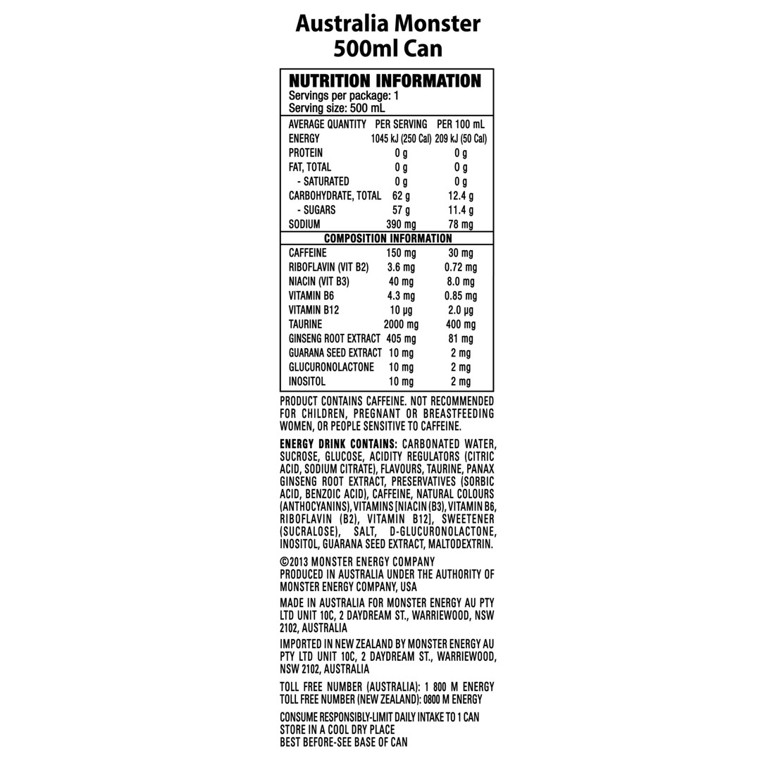 6 Monster Energy Drink Original 500ml, 6 of 6