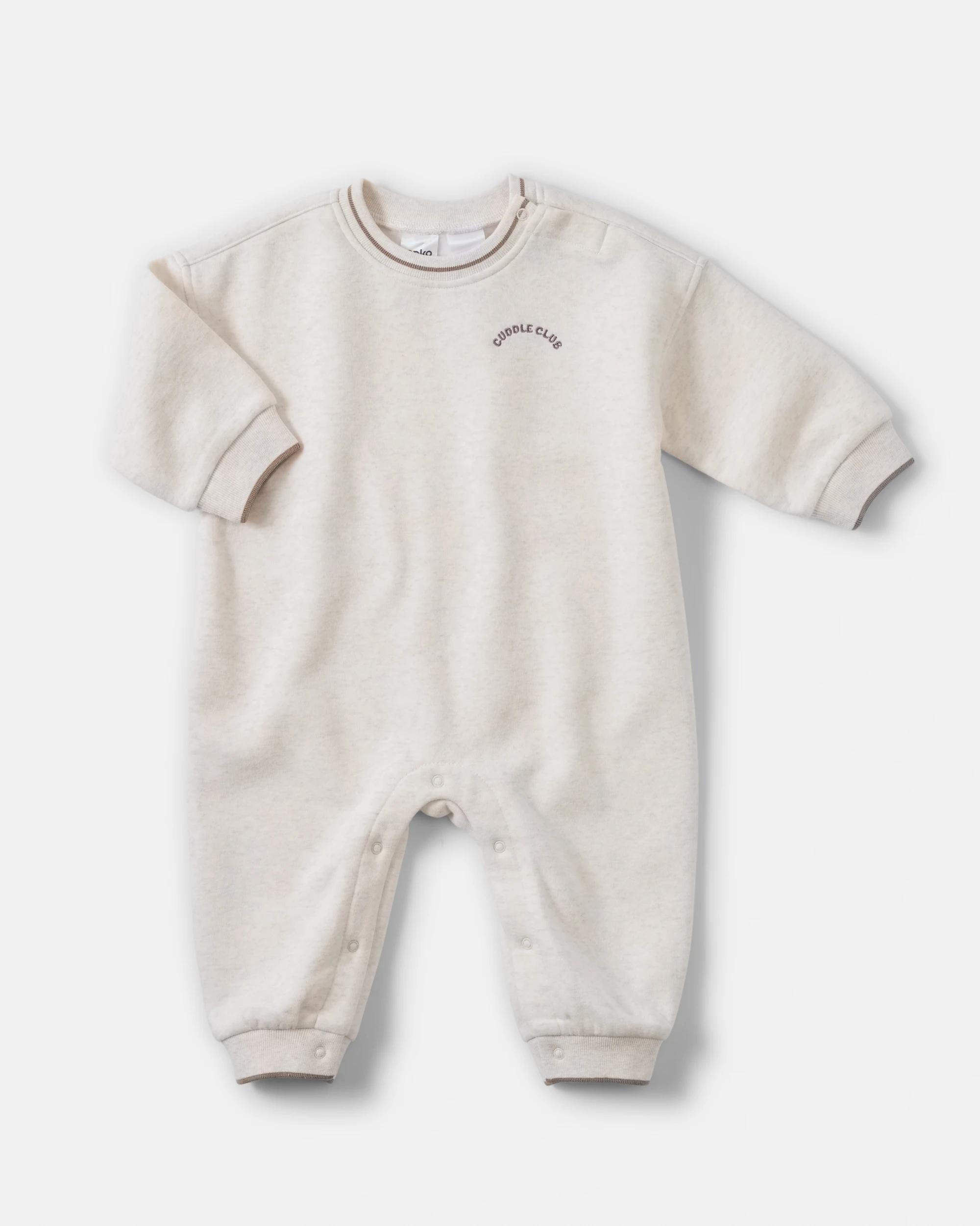 1 Australian Cotton Fleece Coverall Wht Cddle, 1 of 4