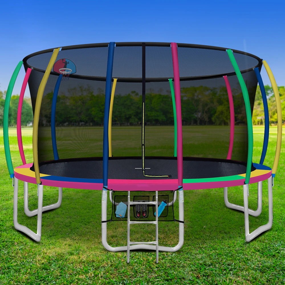 3 Everfit 16FT Trampoline for Kids w/ Ladder Enclosure Safety Net - Grey, 3 of 7