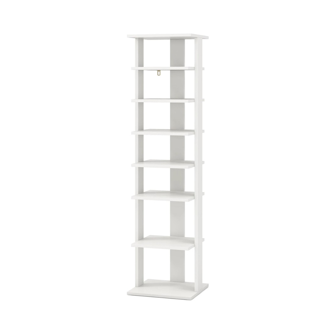 1 Costway 8-Tier Single Shoe Rack Narrow Shoe Storage Organizer w/Removable Shelf - White, 1 of 4