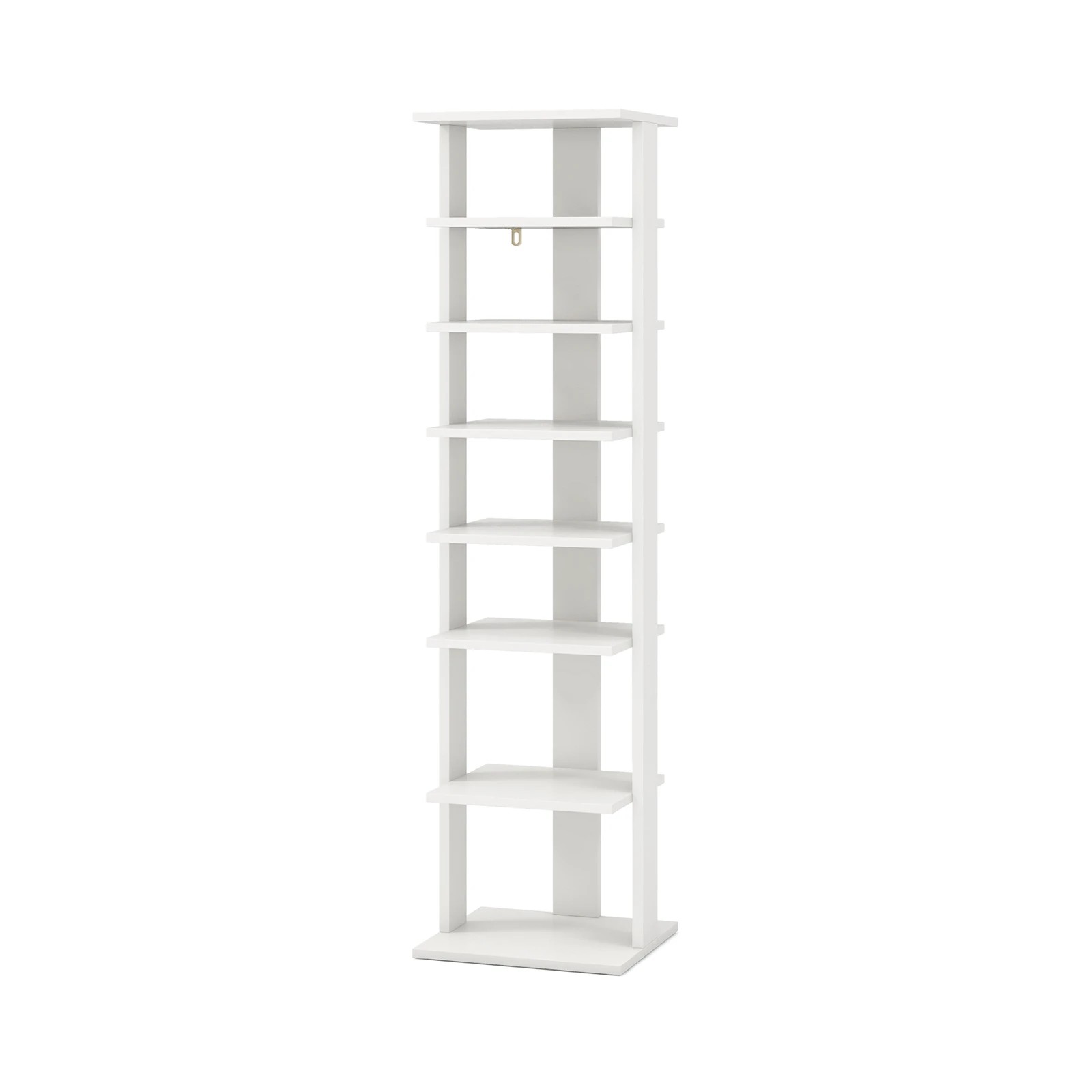 1 Costway 8-Tier Single Shoe Rack Narrow Shoe Storage Organizer w/Removable Shelf - White, 1 of 4