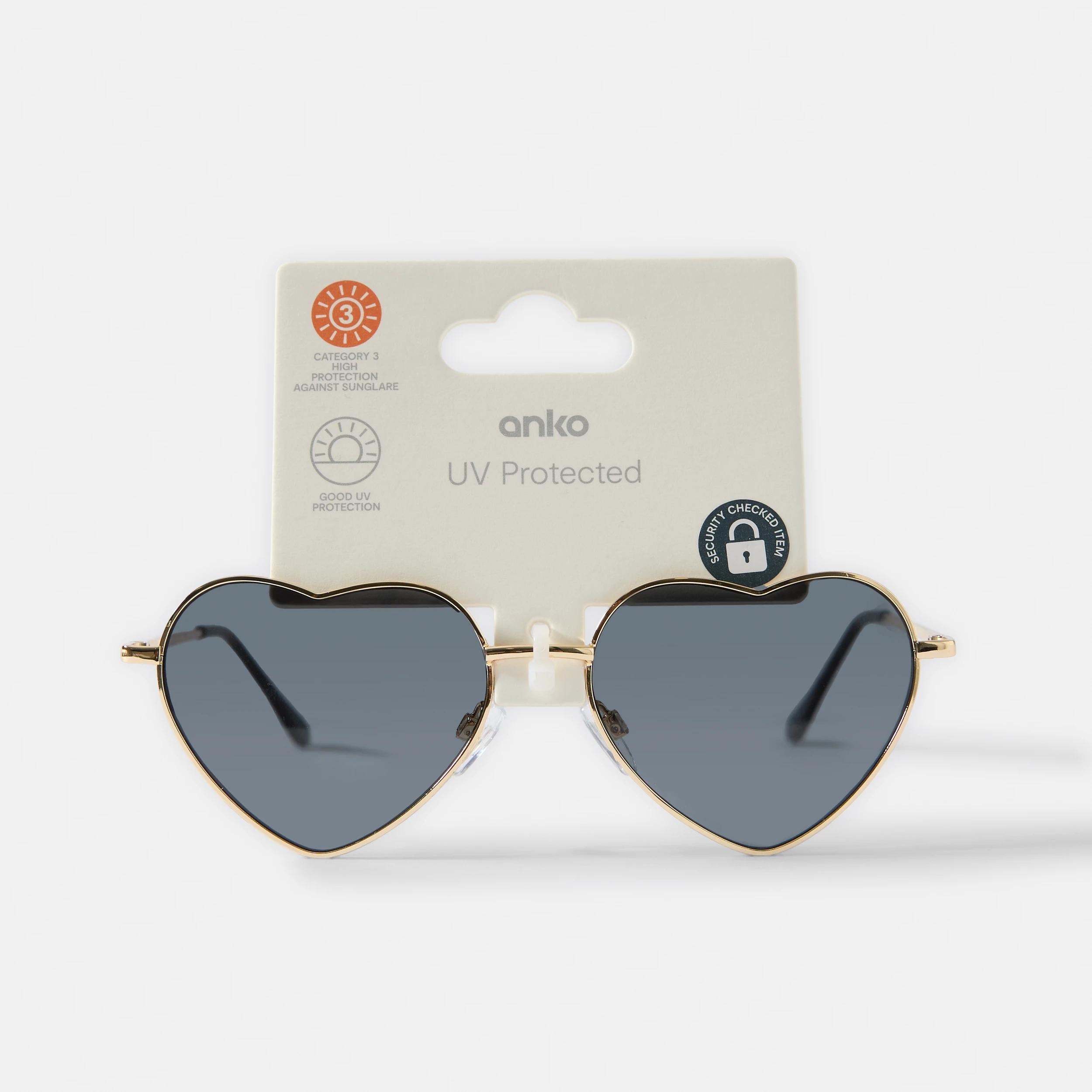 6 Womens Metal Heart Sunglasses GOLD, 6 of 6