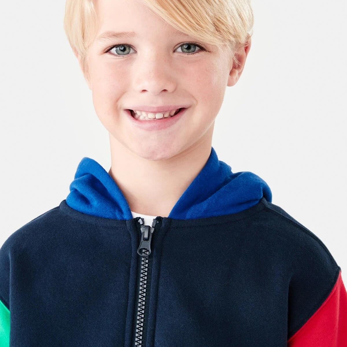 4 Colour Block Zip Front Hoodie Dress Navy, 4 of 10