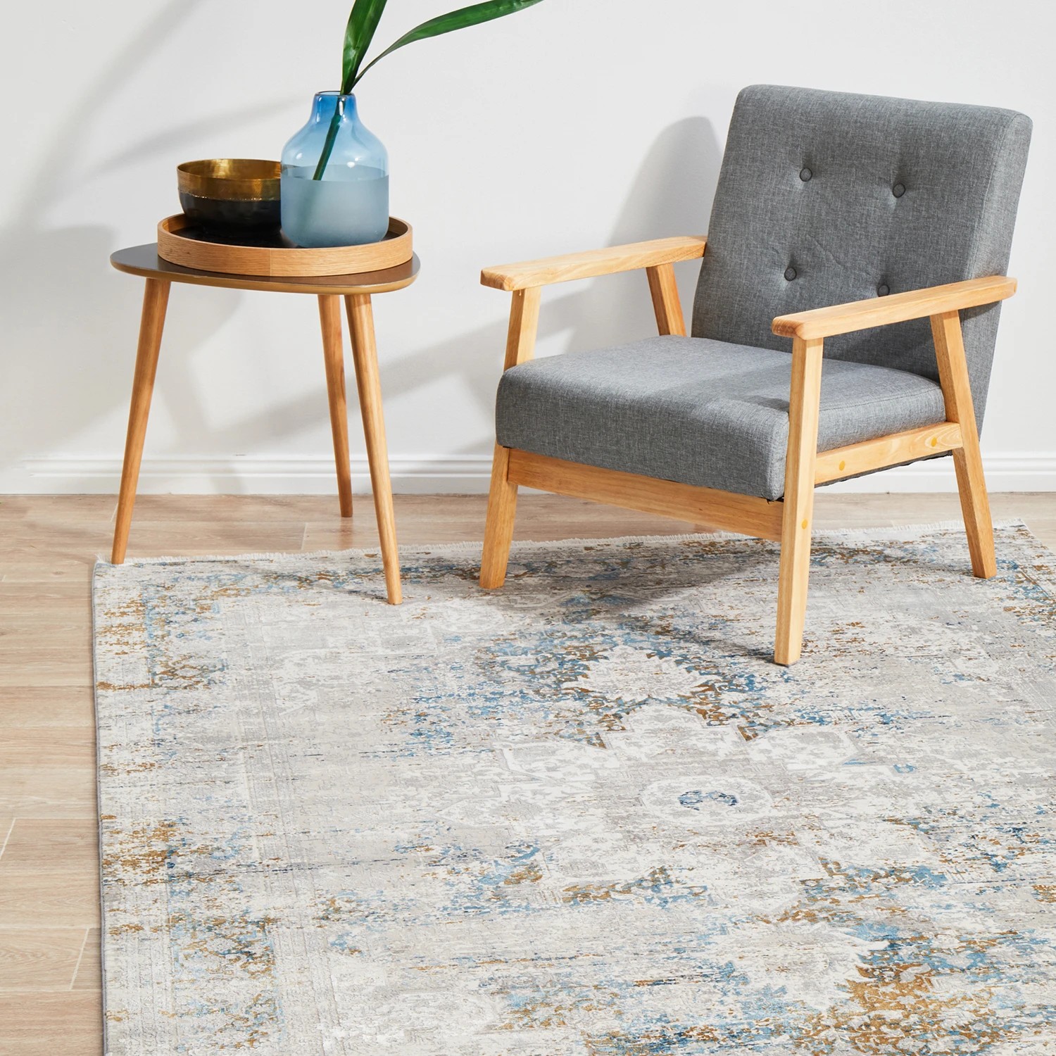 2 Common Ground Rugs Glimmers 104 290x200cm - Large Bamboo Silk Power Loomed Floor Rug - Blue, 2 of 9