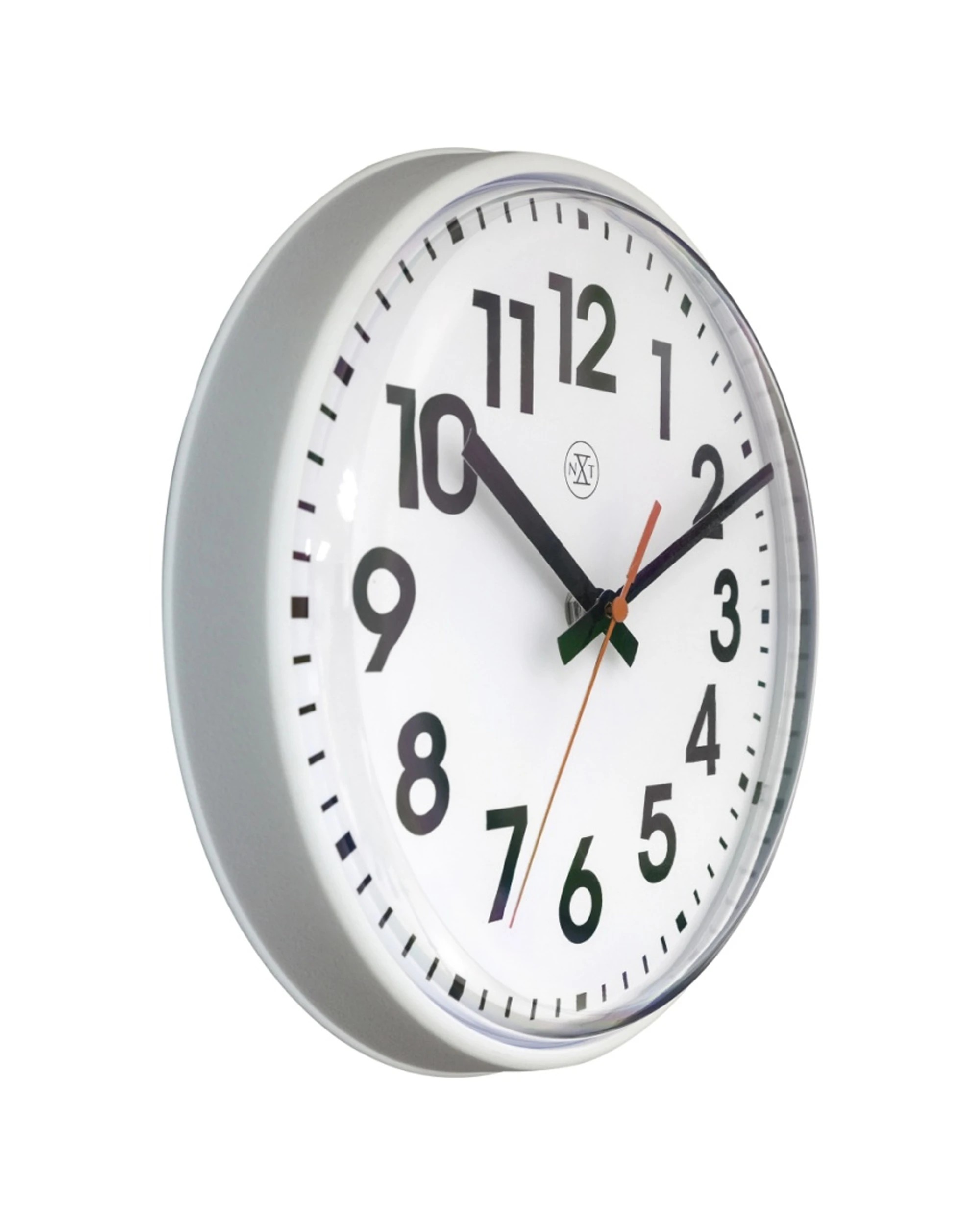1 NeXtime Peter 36cm Silent Movement Wall Clock Minimalist Plastic Cover - White, 1 of 8
