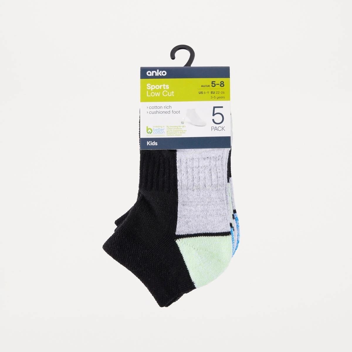 3 5 Pack Active Kids Low Cut Socks GREEN, BLUE, 3 of 3