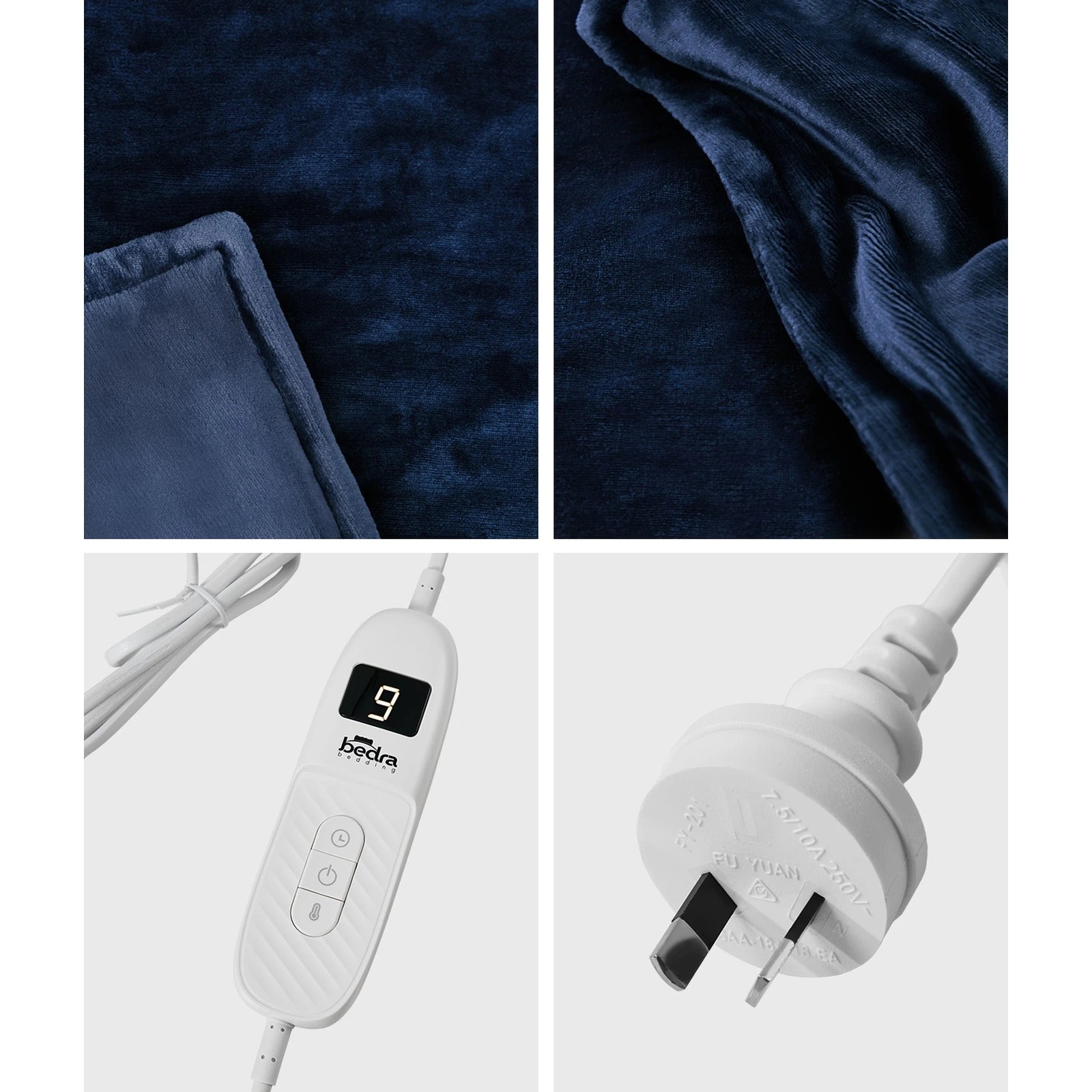7 Bedra Bedding Electric Throw Rug Washable Heated Blanket Flannel Fleece Winter Warm - Single Bed - Blue, 7 of 10