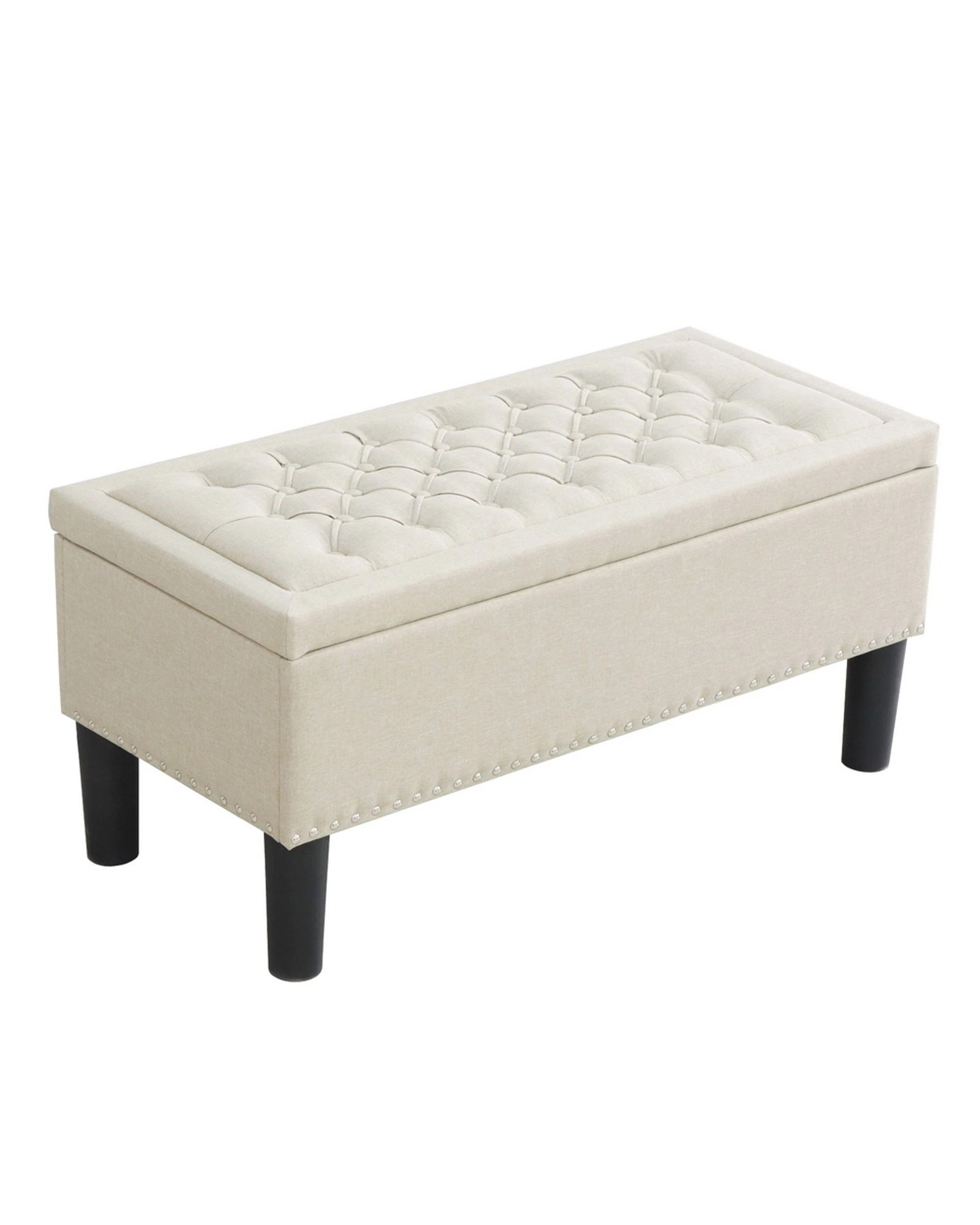 3 Artiss Storage Ottoman Blanket Box 96cm Linen Taupe
 - Grey, 3 of 3