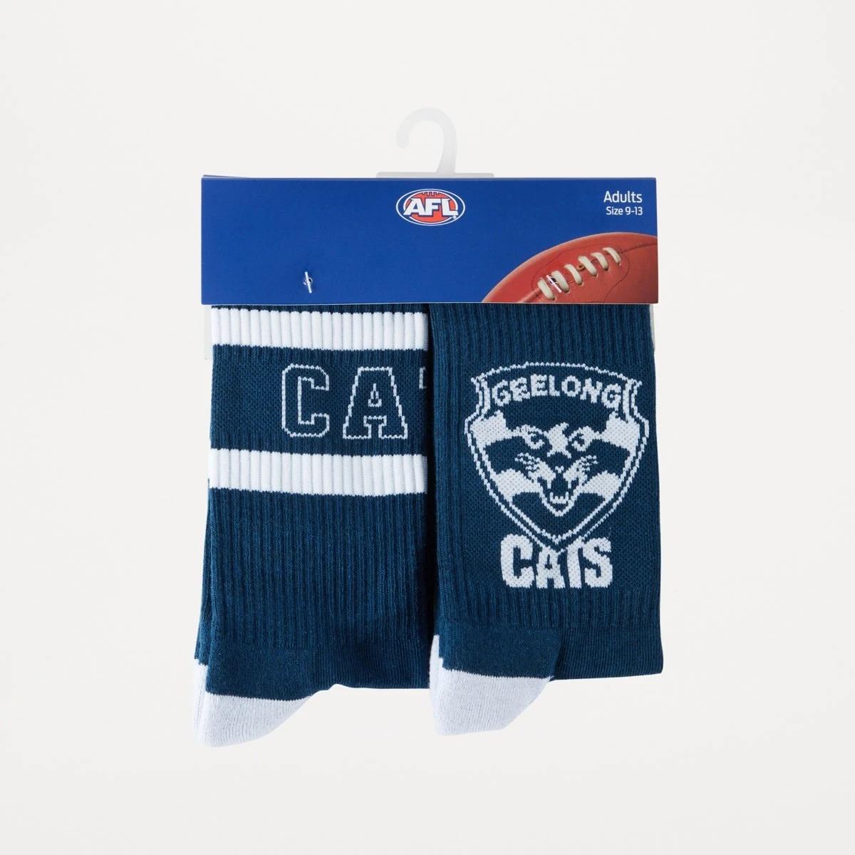 3 2 Pack Official AFL Adult Socks Geelong, 3 of 3
