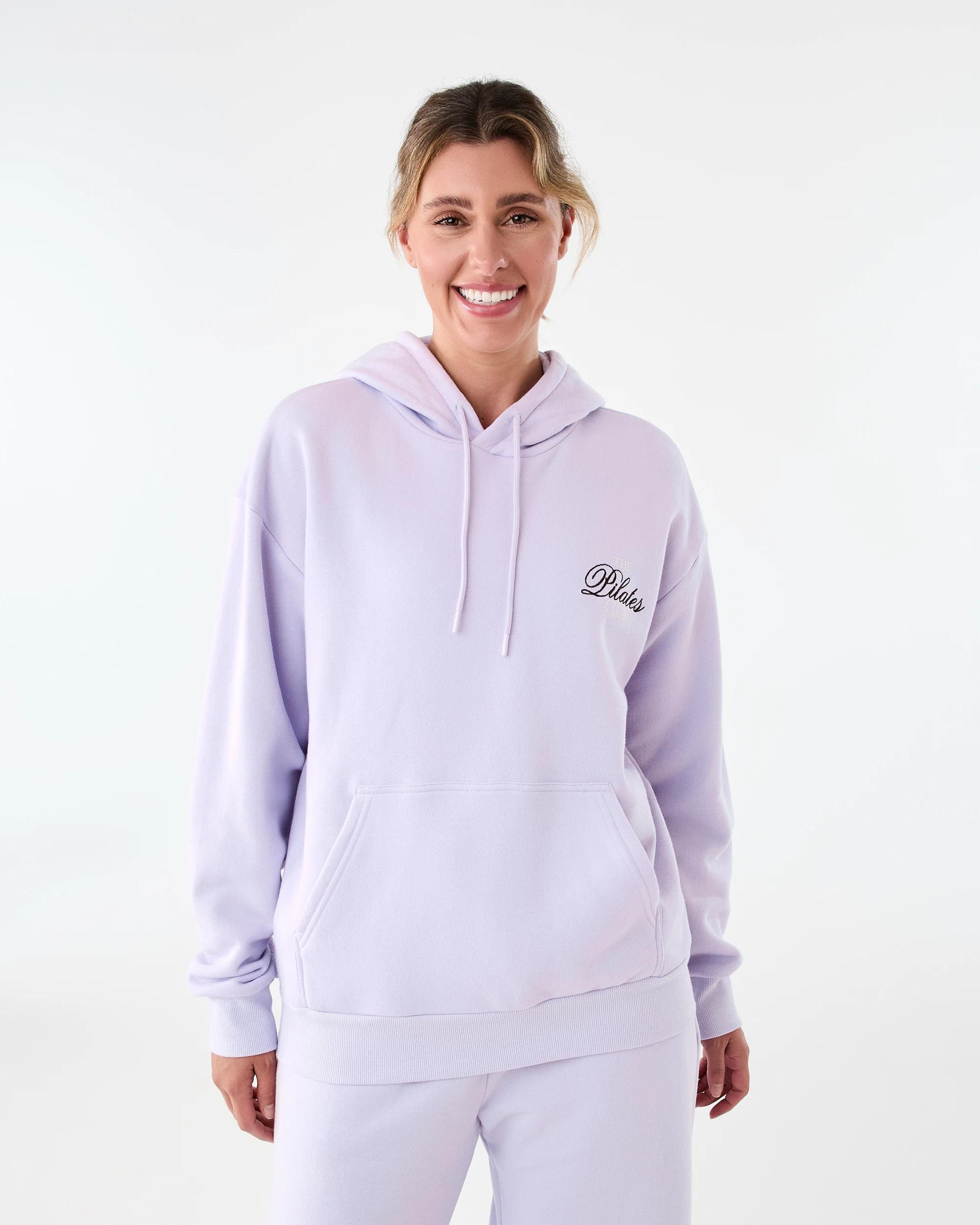 1 Active Womens Graphic Fleece Hoodie Mist Lilac, 1 of 9