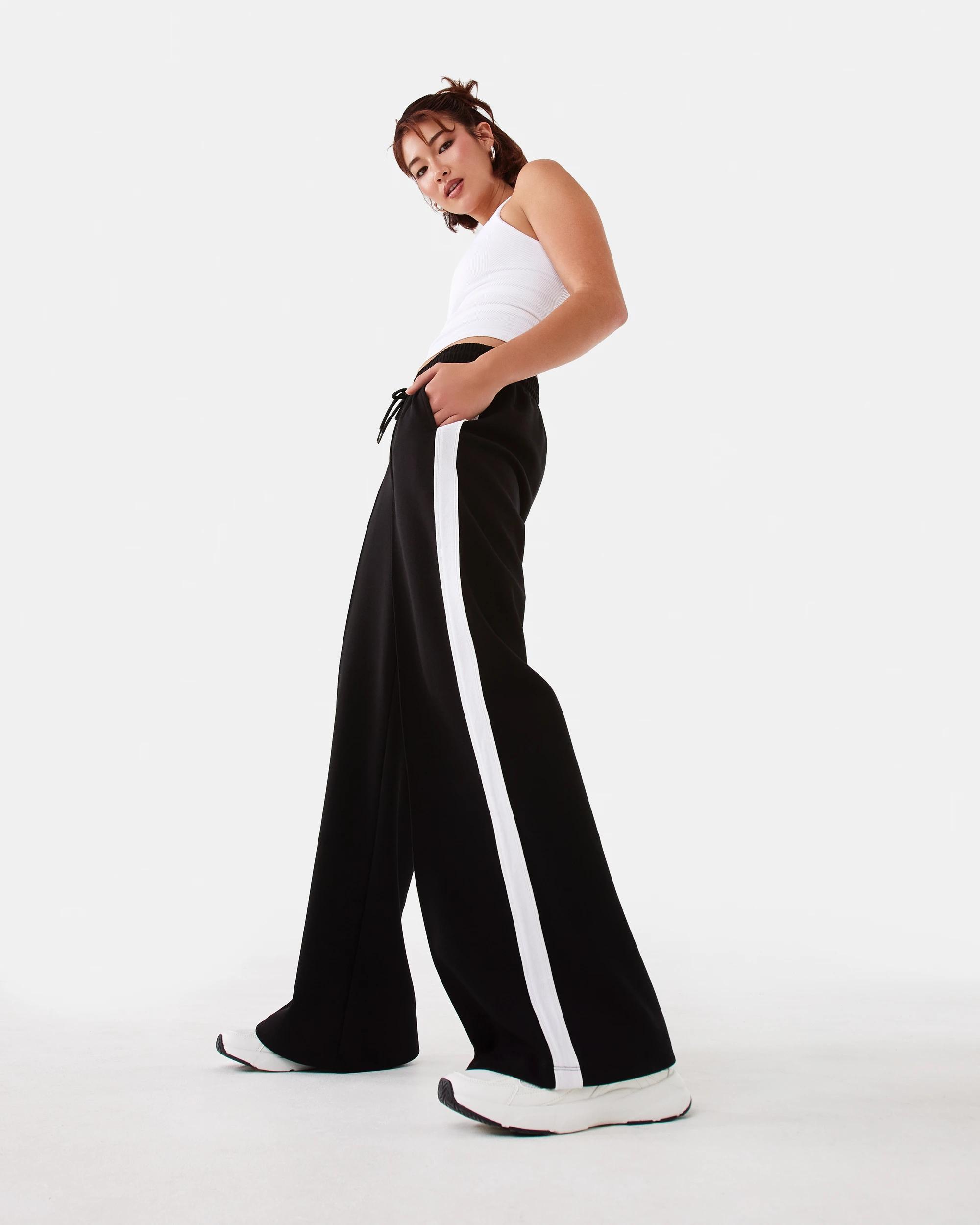 10 Active Womens Retro Wide Leg Trackpants Black, 10 of 10