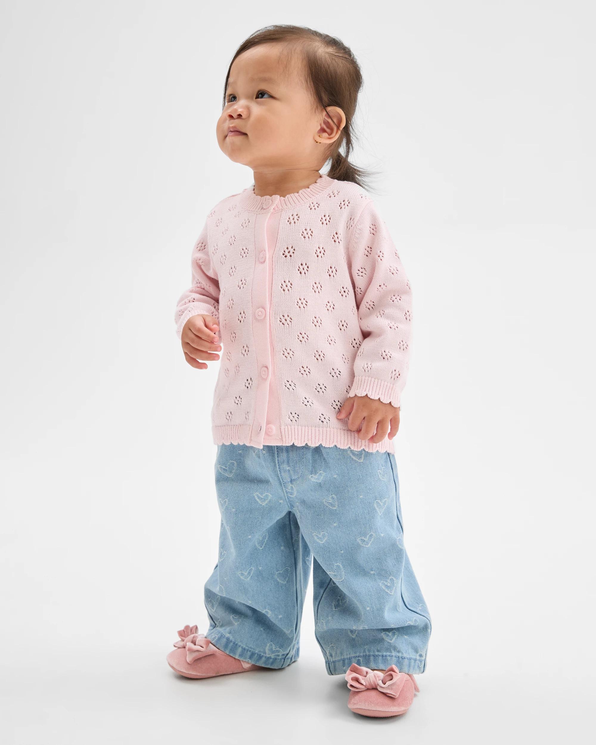 3 Target Baby Organic Cotton Pointelle Cardigan BALLET SLIPPER, 3 of 6