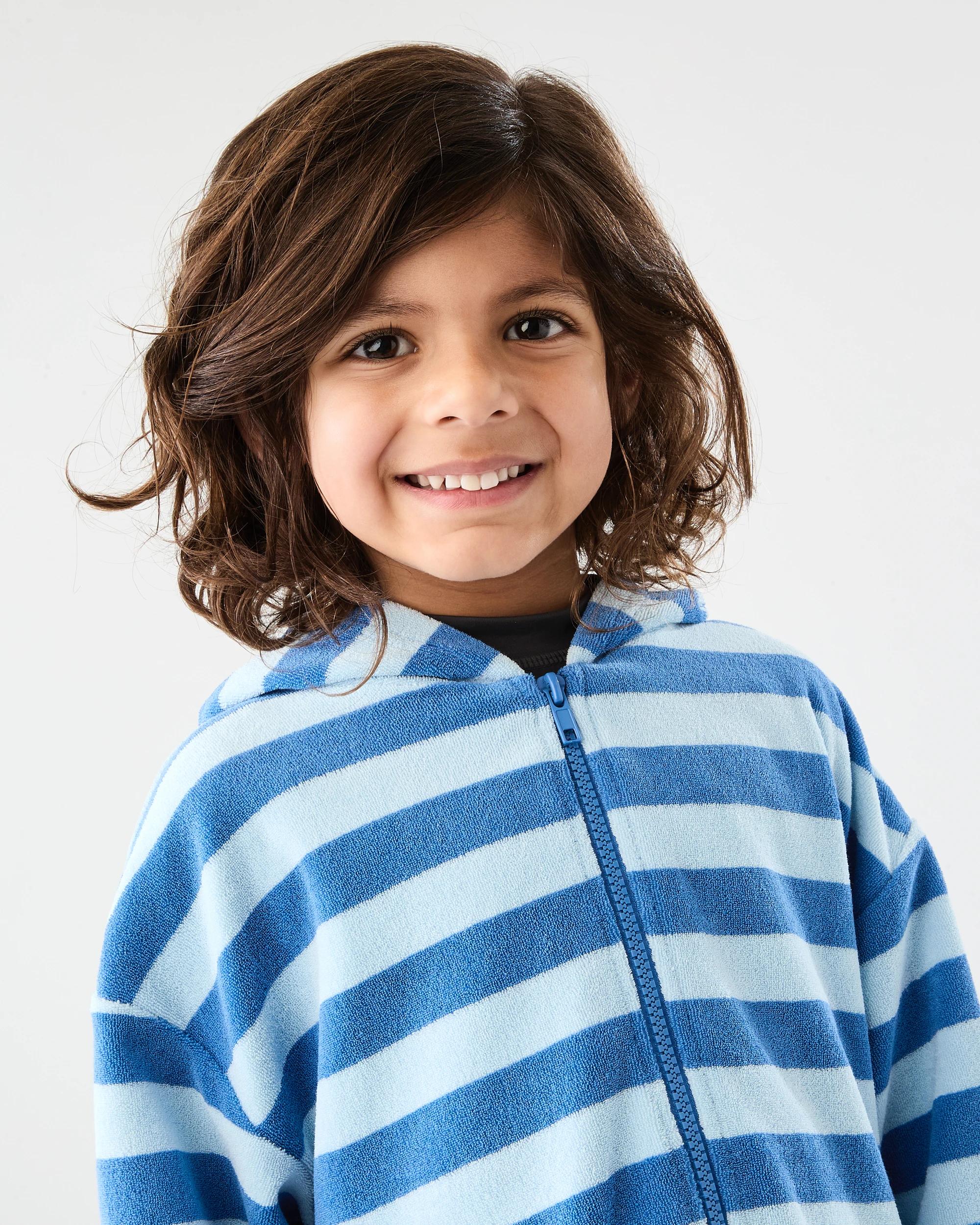 4 Terry Swim Cover Up Blu Stripe, 4 of 6