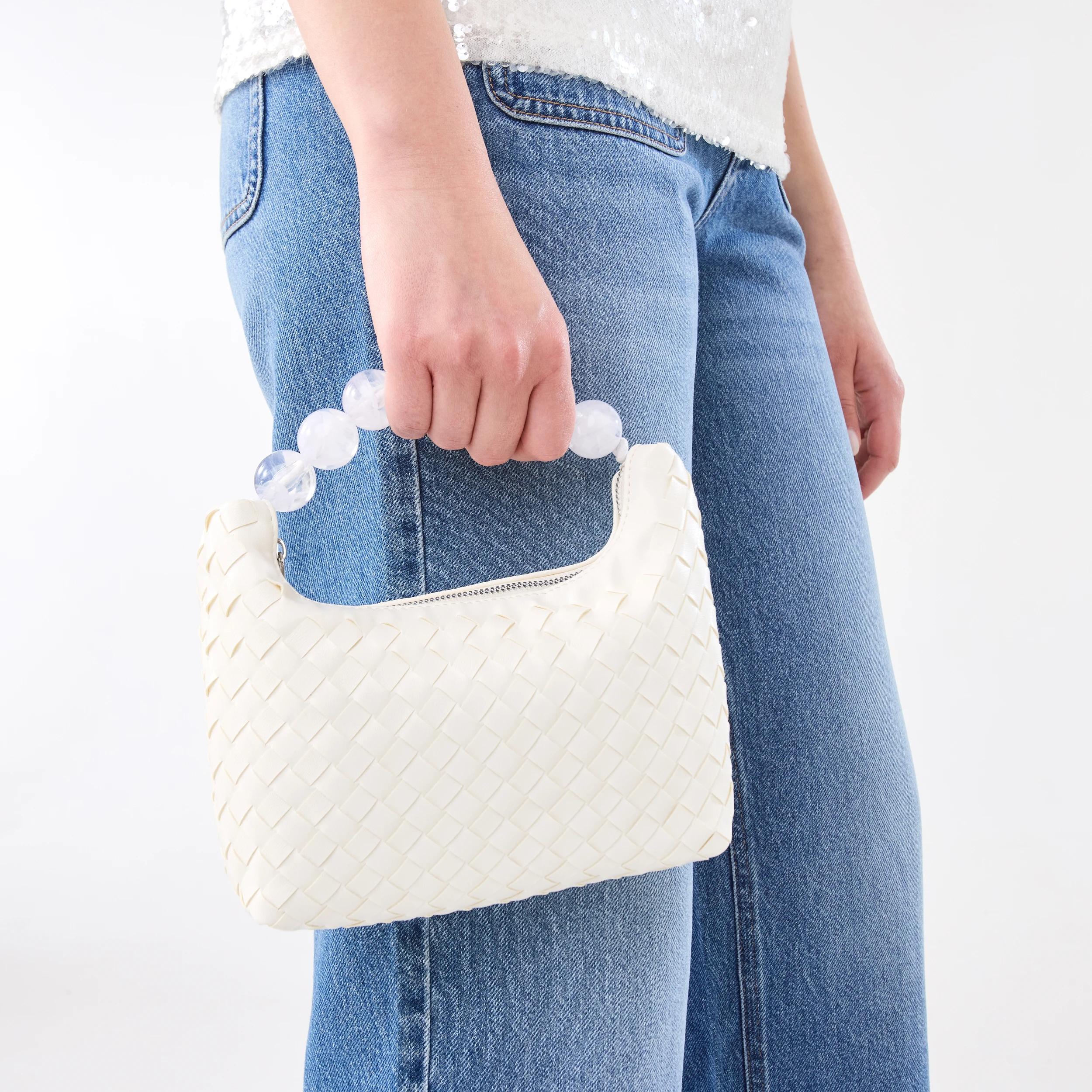 1 Beaded Handle Clutch White, 1 of 6