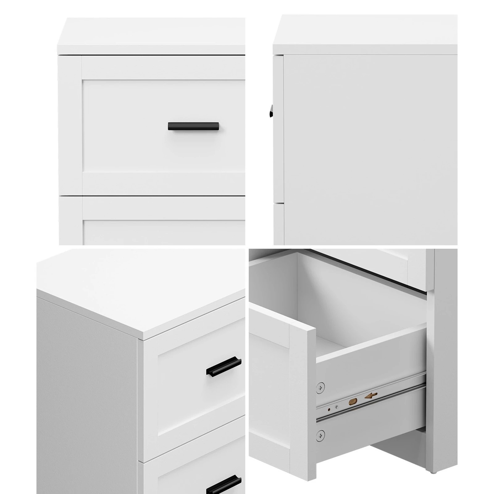 5 Oikiture Bedside Table 2 Drawers Nightstand Cabinet End Table - White, 5 of 8