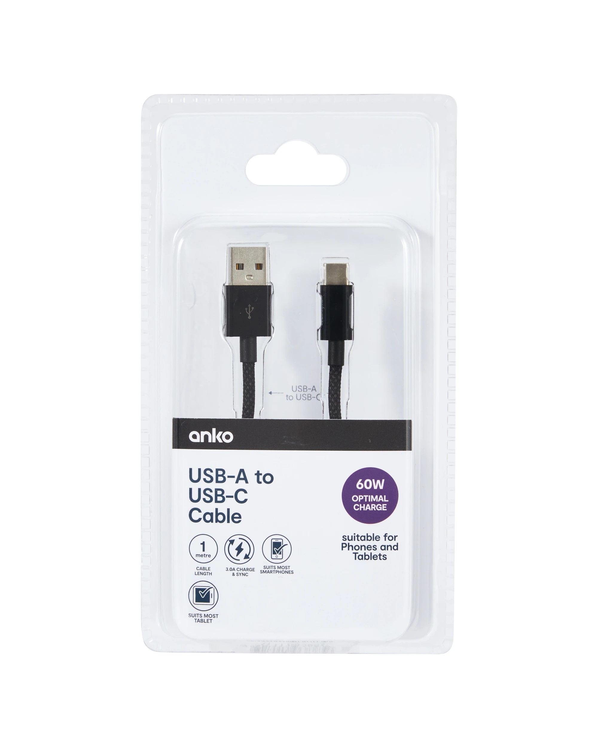 4 USB-A to USB-C Cable - 1m, Black, 4 of 5