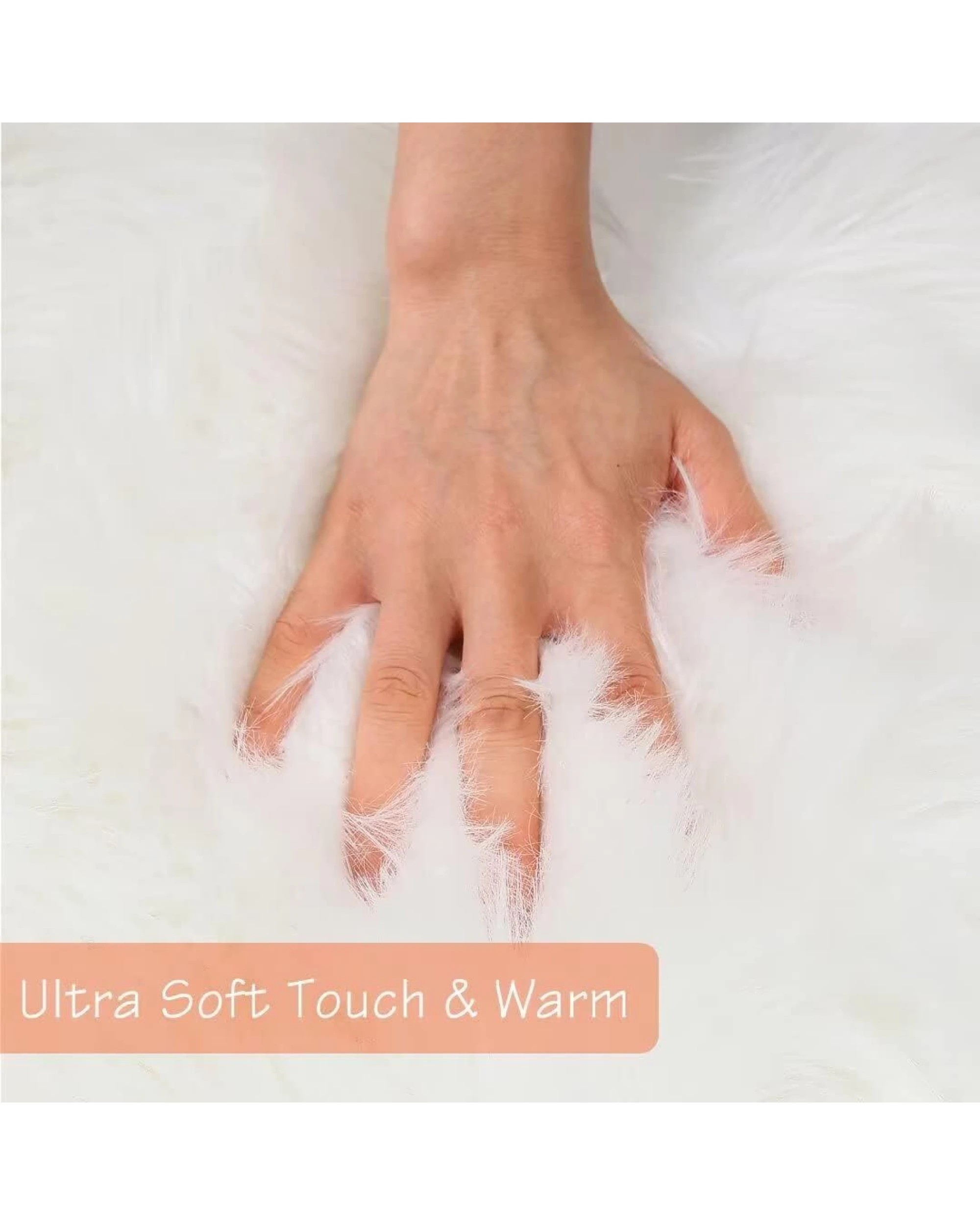 2 BR Home Australian Sheepskin Lambskin Rug Long Wool Fluffy Genuine Skin Rug in White - X-Large, 2 of 9