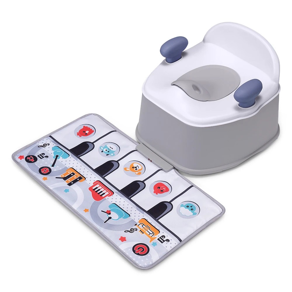 1 PlayPals 3-in-1 Kids Potty Trainer Seat with Interactive Musical Mat - Grey, 1 of 3