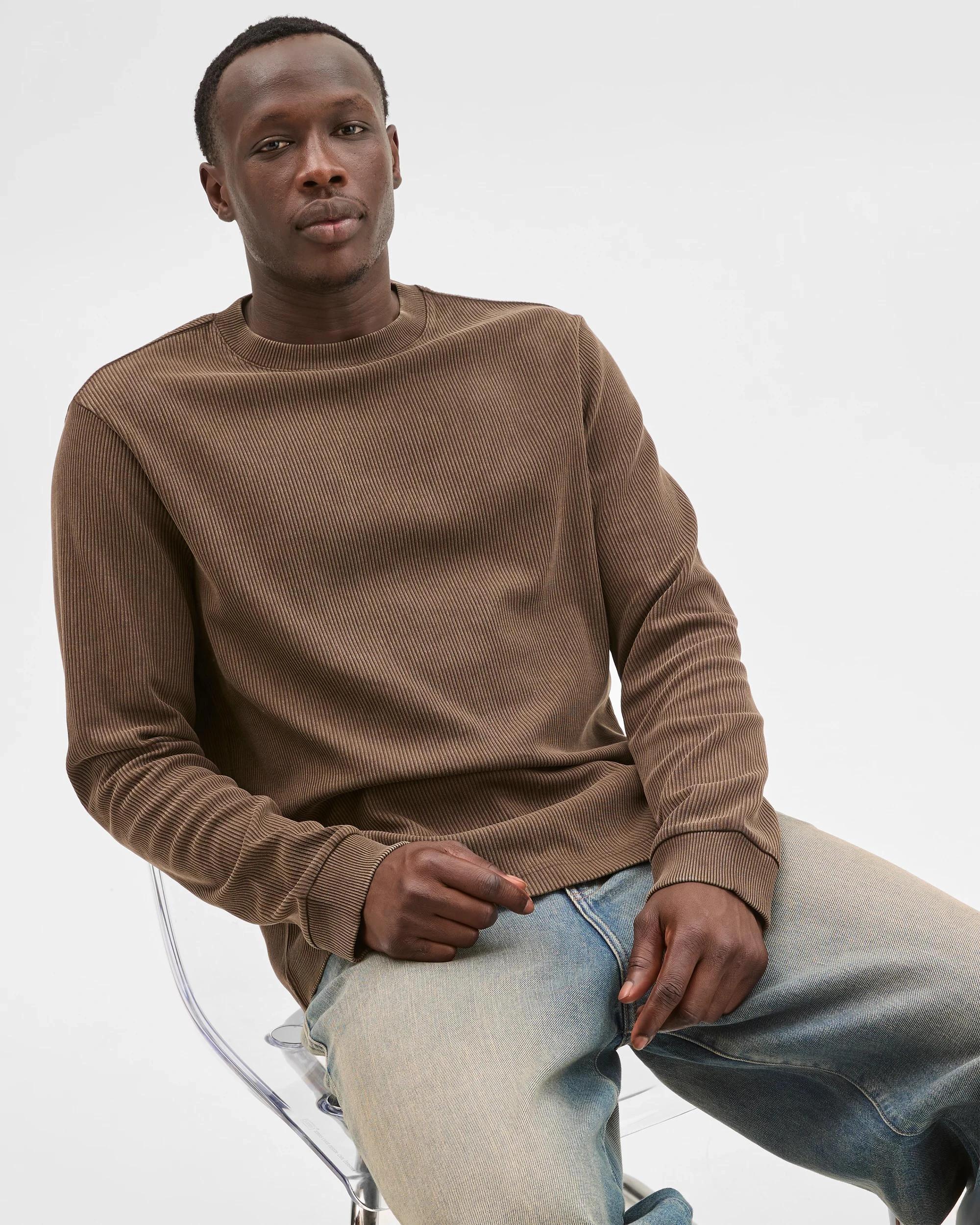 1 Commons Australian Cotton Relaxed Heavyweight Textured T-Shirt ACID BROWN, 1 of 6