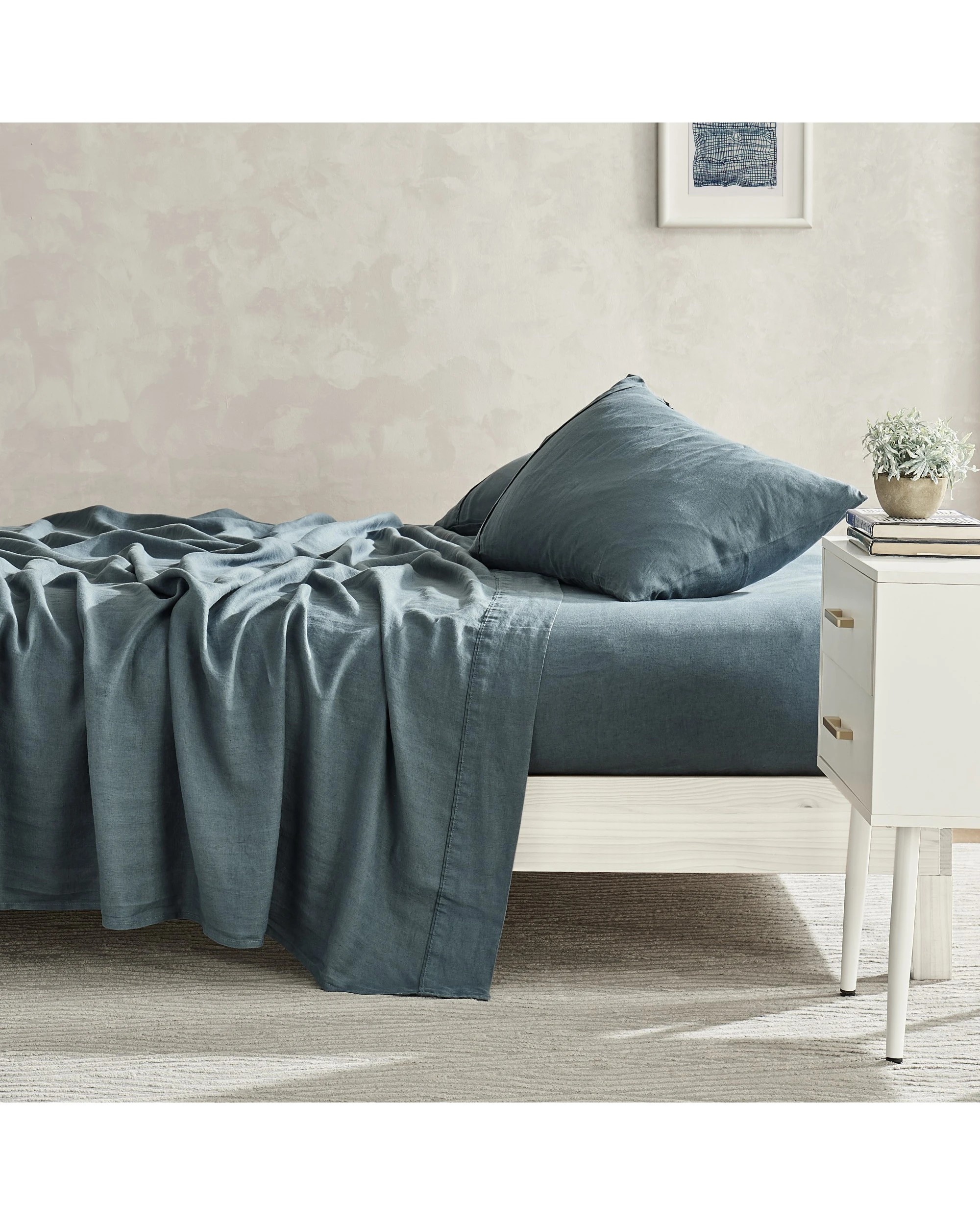 5 Natural Home 100% European Flax Linen Sheet Set - Super King Bed - Washed Blue, 5 of 9