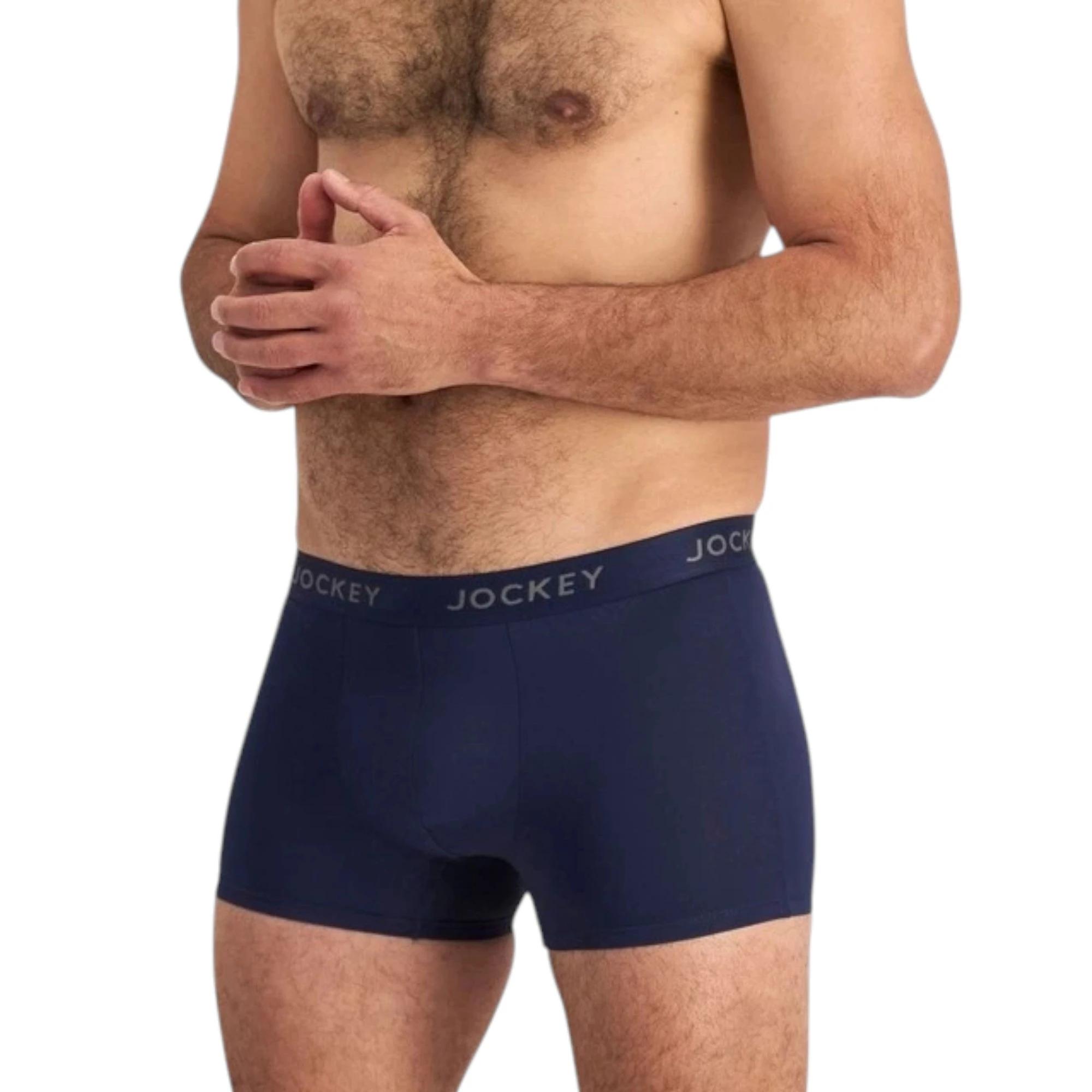 1 Jockey 4 Pack Mens Comfort Classics Microfibre Trunks Navy Marle Underwear NAVY MARLE, 1 of 7