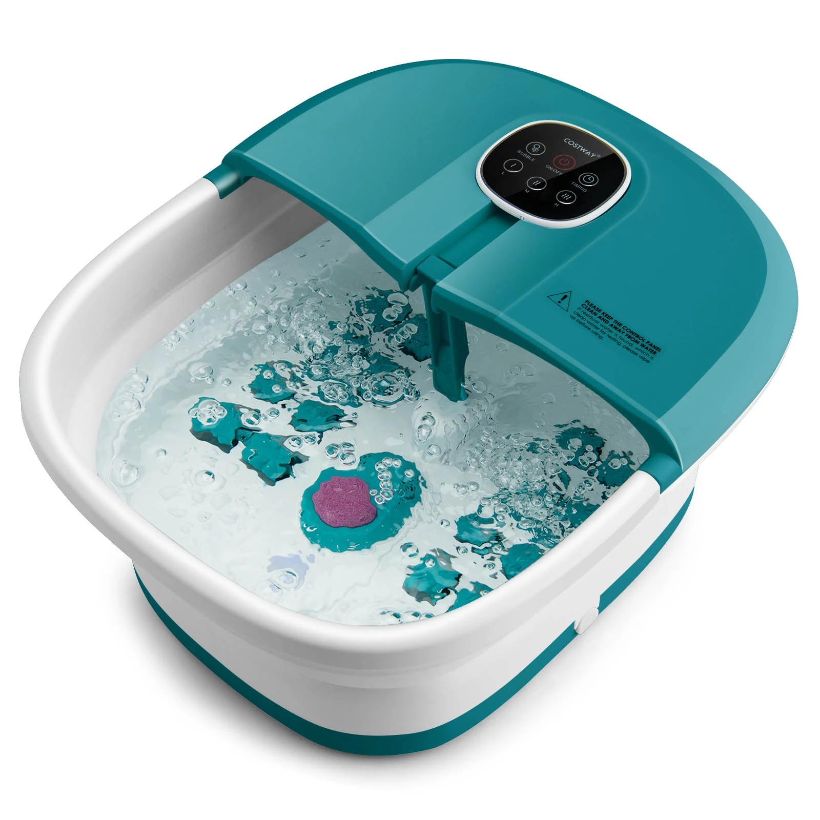 1 Costway Folding Foot Bath Massage w/Remote Control Foot Spa Basin - Blue, 1 of 5