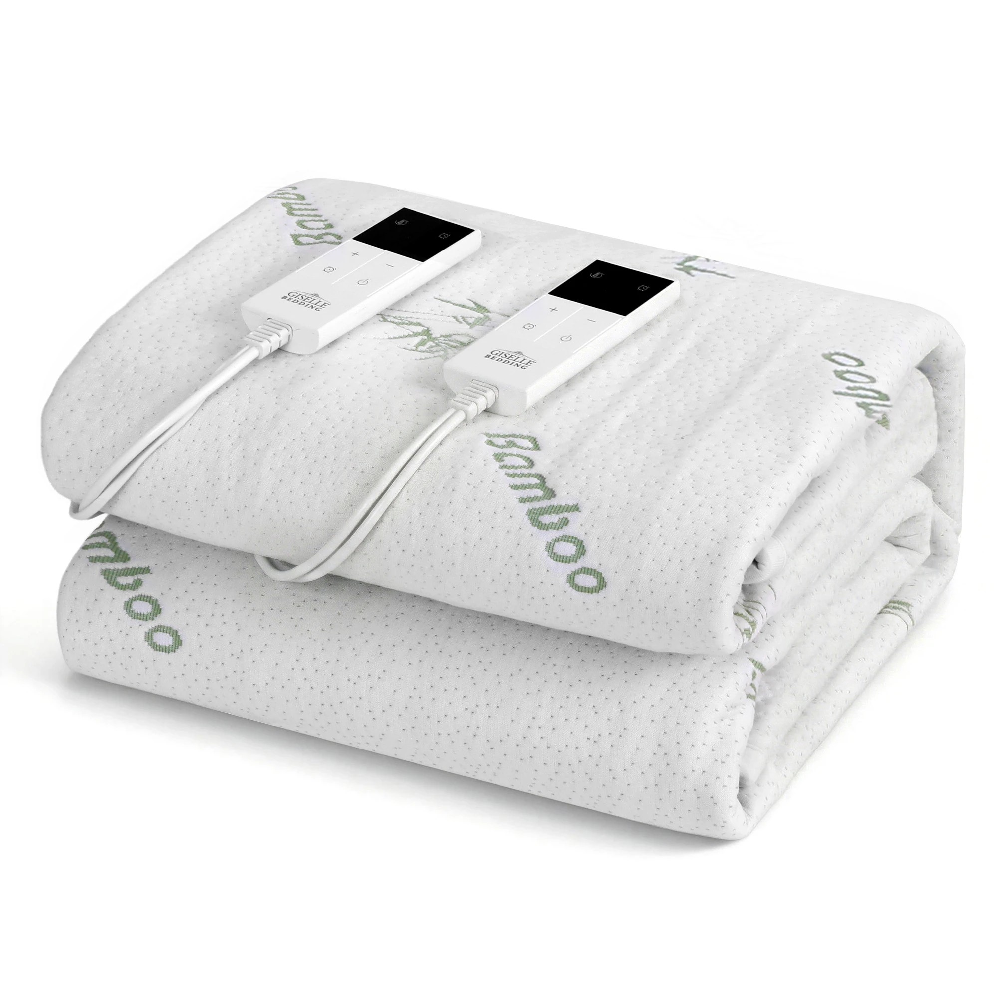 1 Giselle Electric Blanket Bamboo Fabric Queen Fitted Heated Pad Underlay Washable Winter - Queen Bed - White, 1 of 1