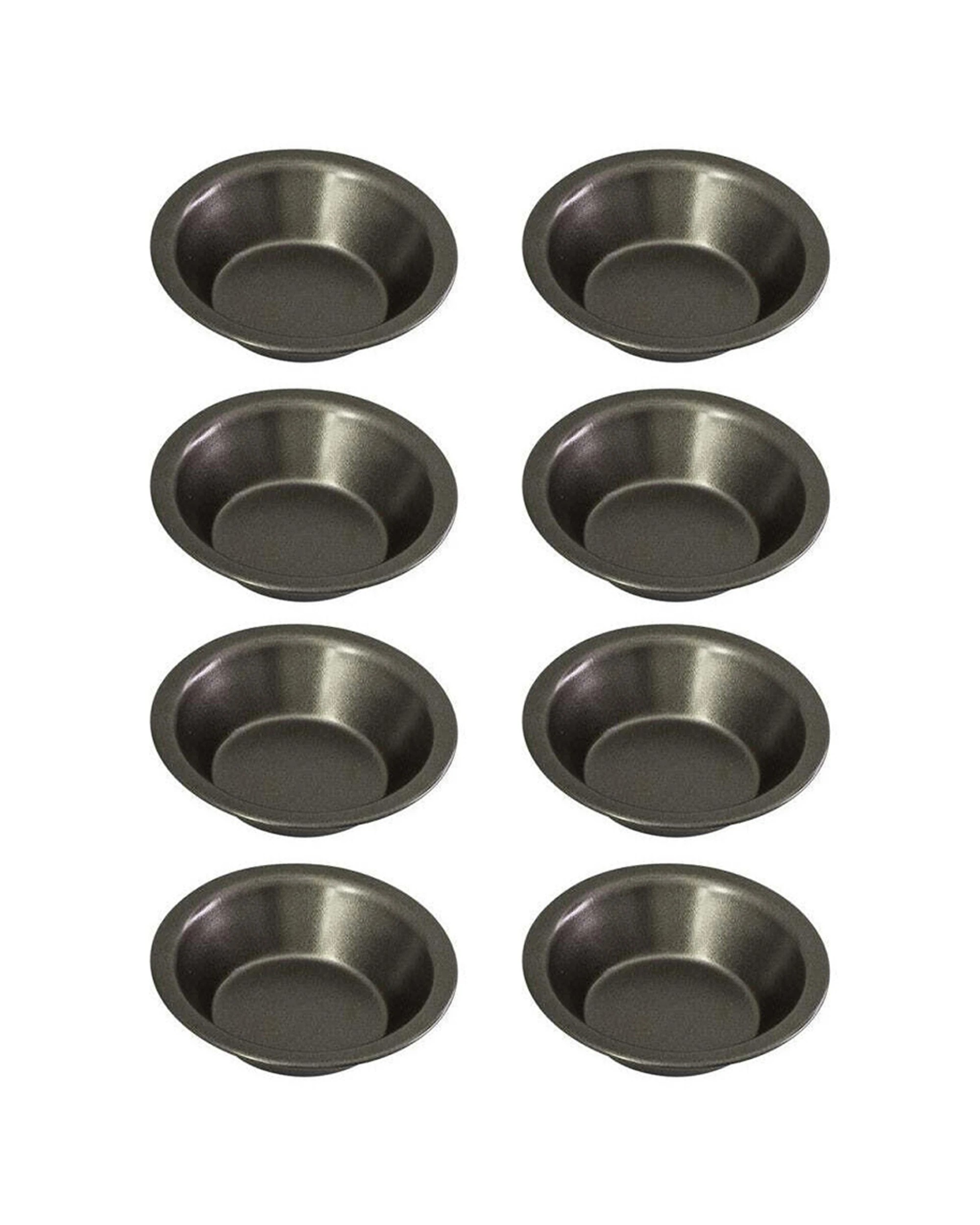 1 Bakemaster 8PK Individual Non-Stick Carbon Steel Round Pie Dish Vacuum Insulated - Black, 1 of 2