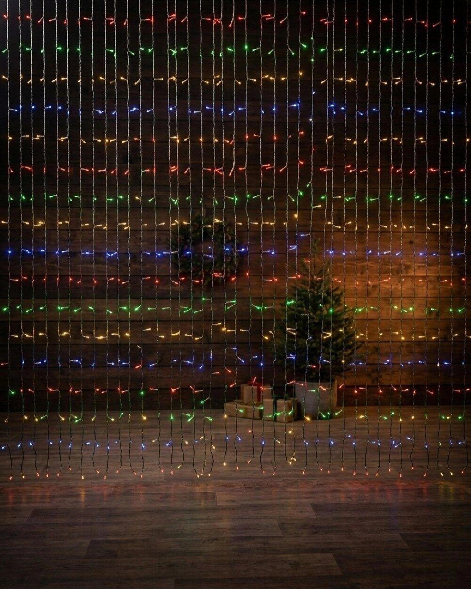 Christmas Warehouse 1200 Multi Colour LED Curtain Light 8 Function With ...