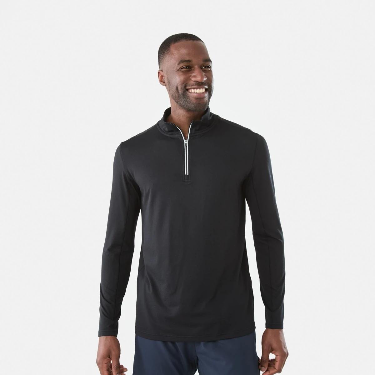 1 Active Mens 1/4 Zip Training Long Sleeve Top Black 1, 1 of 5