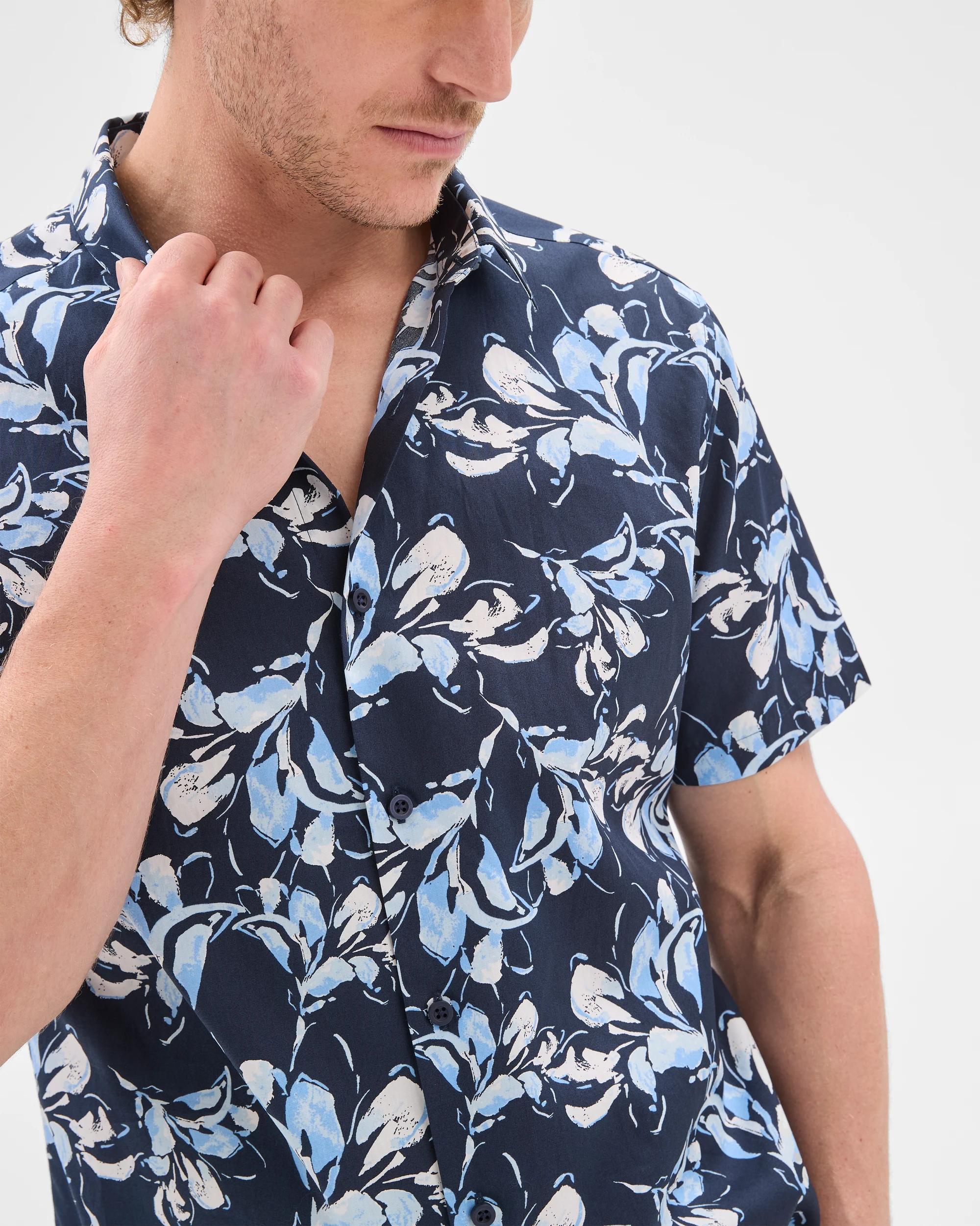 5 Australian Cotton Short Sleeve Shirt - Preview FLORAL NAVY, 5 of 5