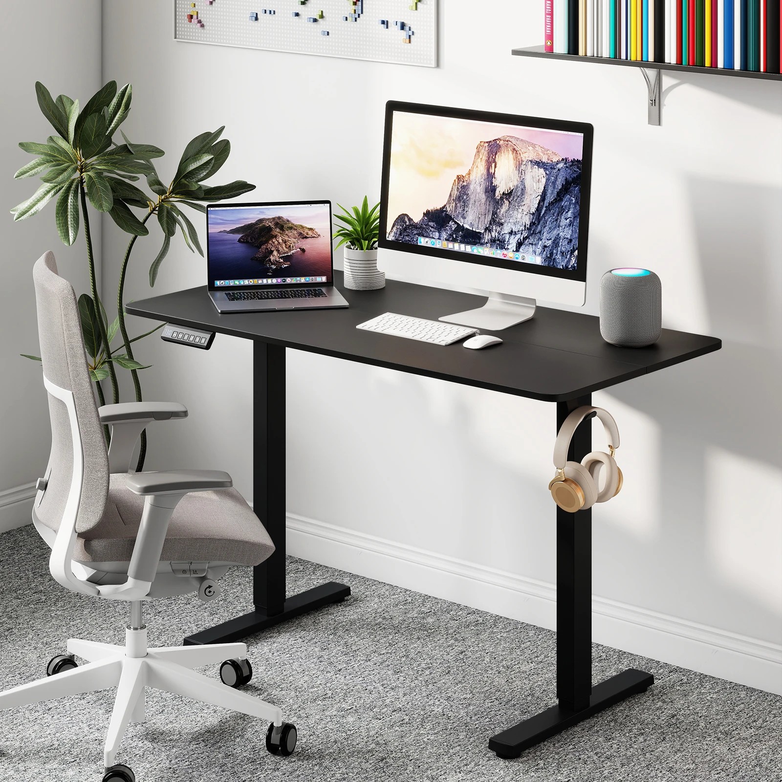 2 Costway Electric Standing Desk Adjustable Sit Stand Desk w/Control Panel, 2 of 4