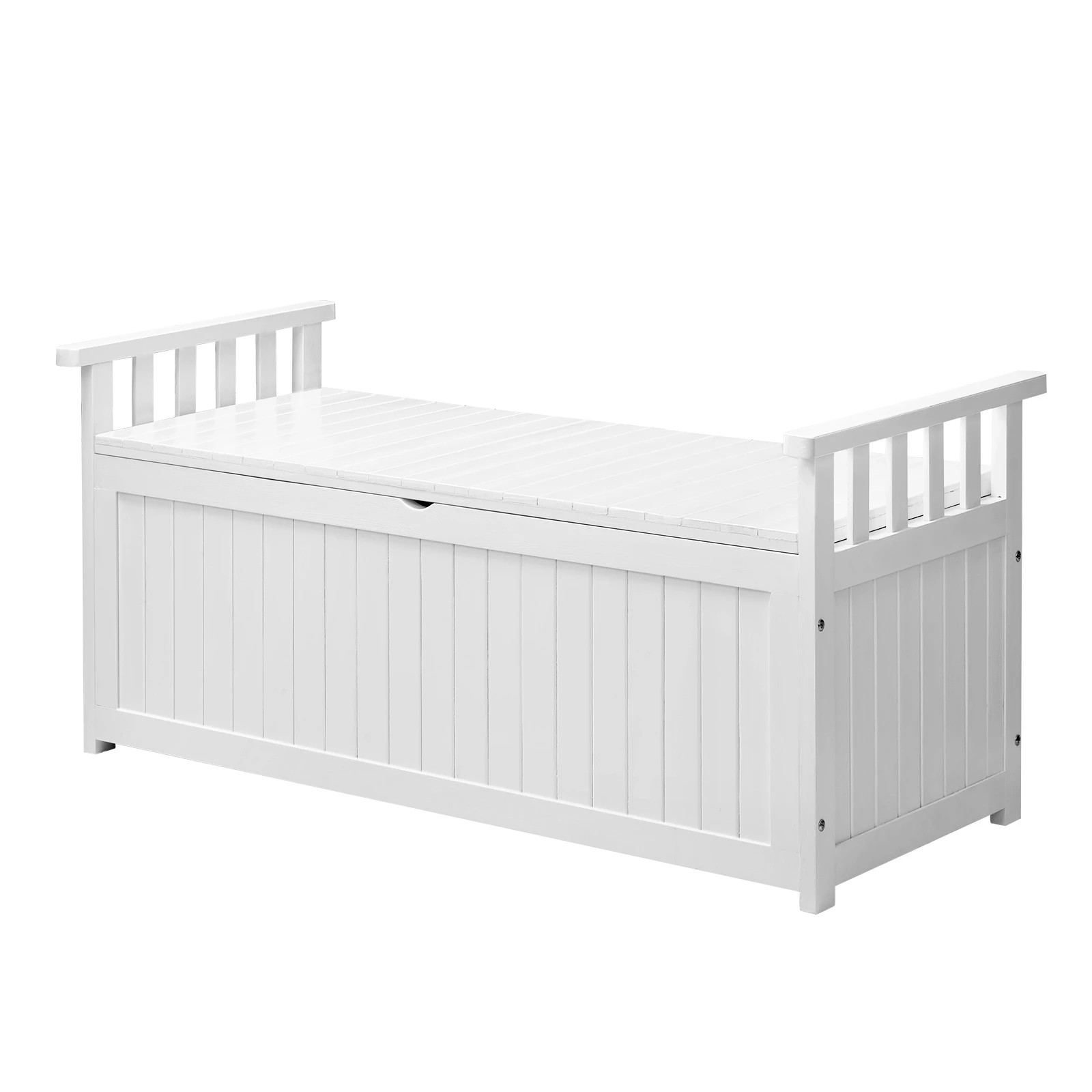 1 Livsip Outdoor Storage Box Garden Bench Wooden Cabinet Container Chest Toy Tool - White, 1 of 7