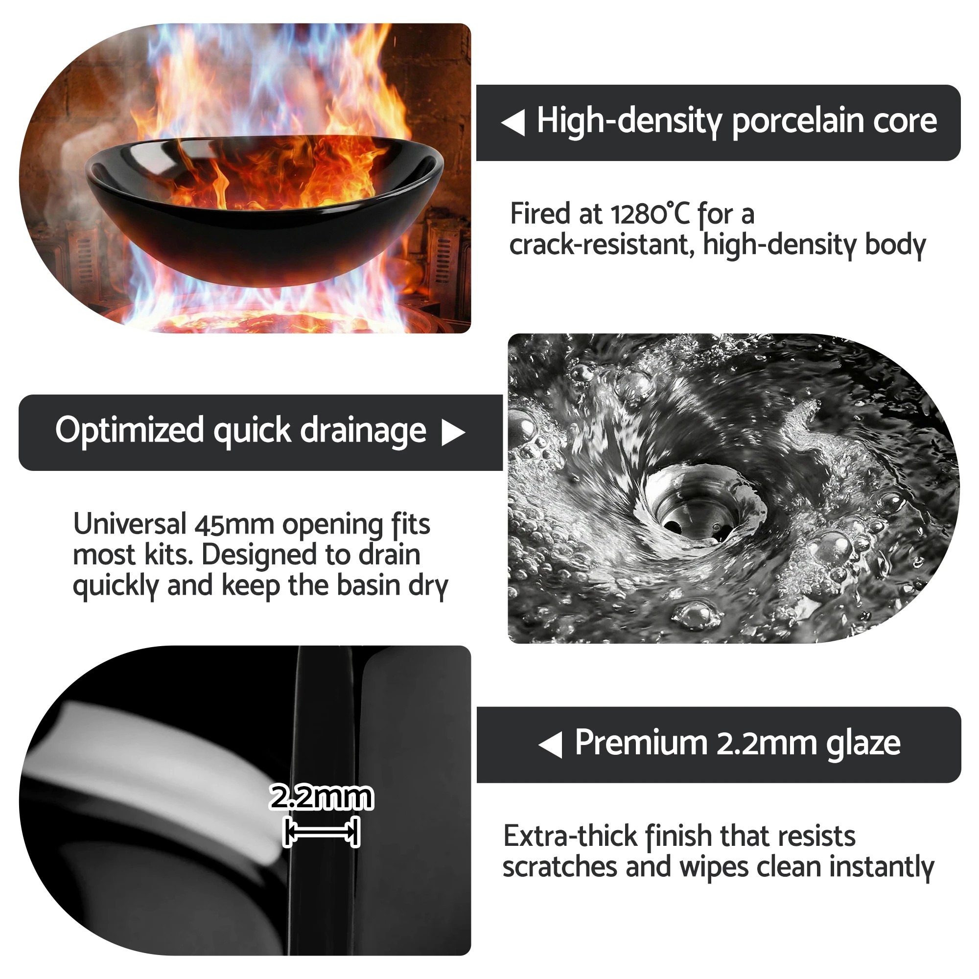 6 Cefito Bathroom Basin Ceramic Vanity Sink Hand Wash Bowl - Black, 6 of 7