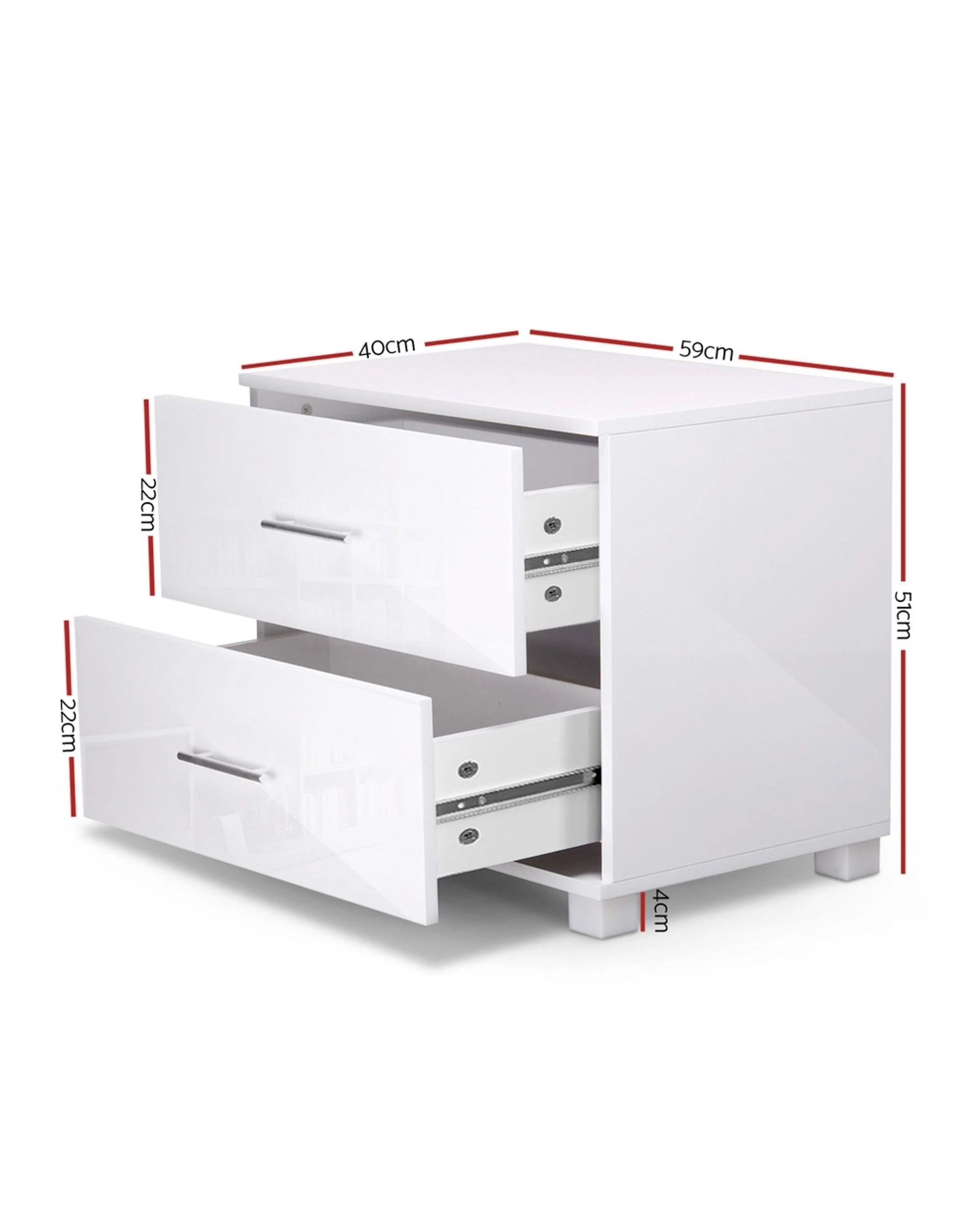 1 Artiss Bedside Table 2 Drawers High Gloss
 - White, 1 of 2