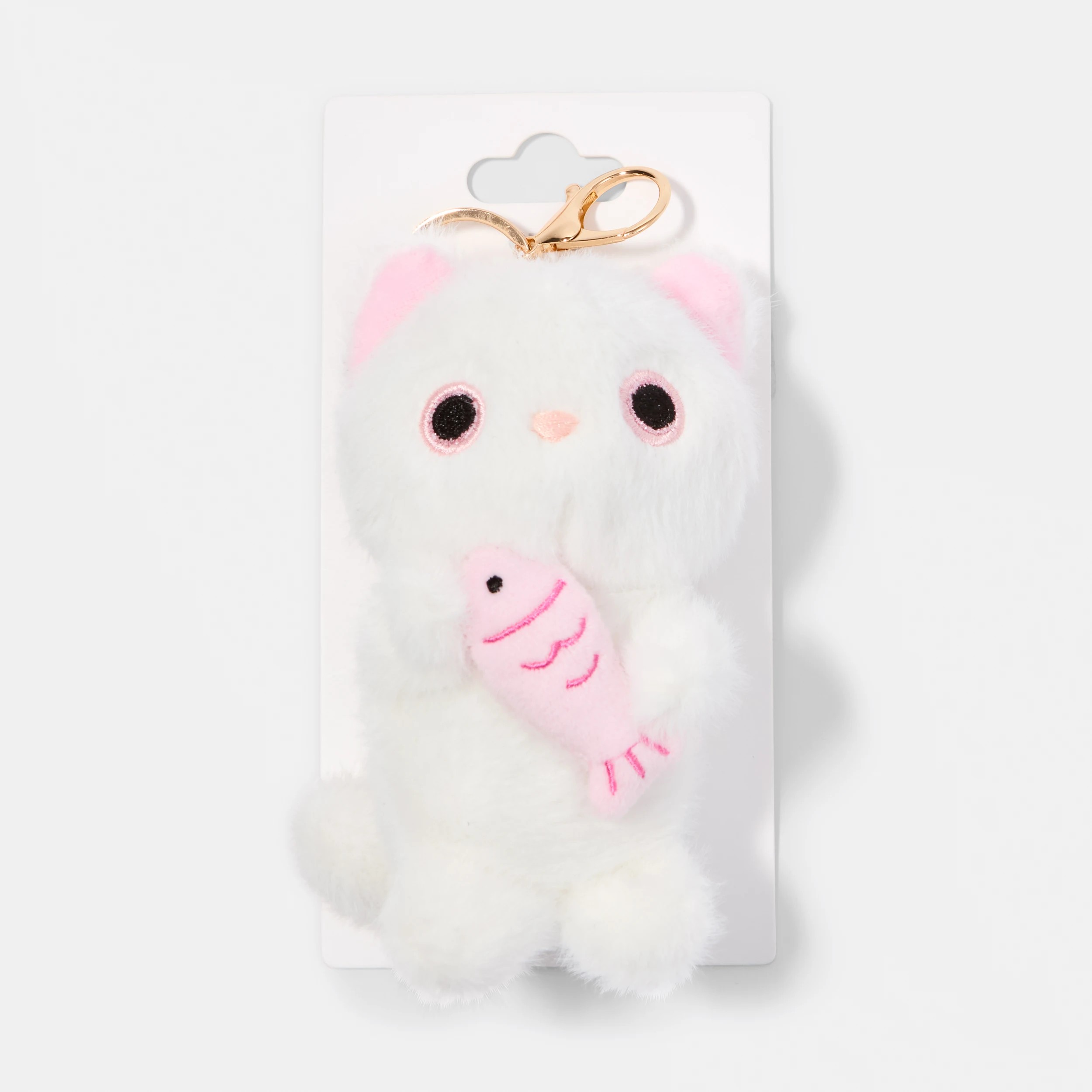 3 Fluffy Cat Charm Keyring - Silver Tone, 3 of 3