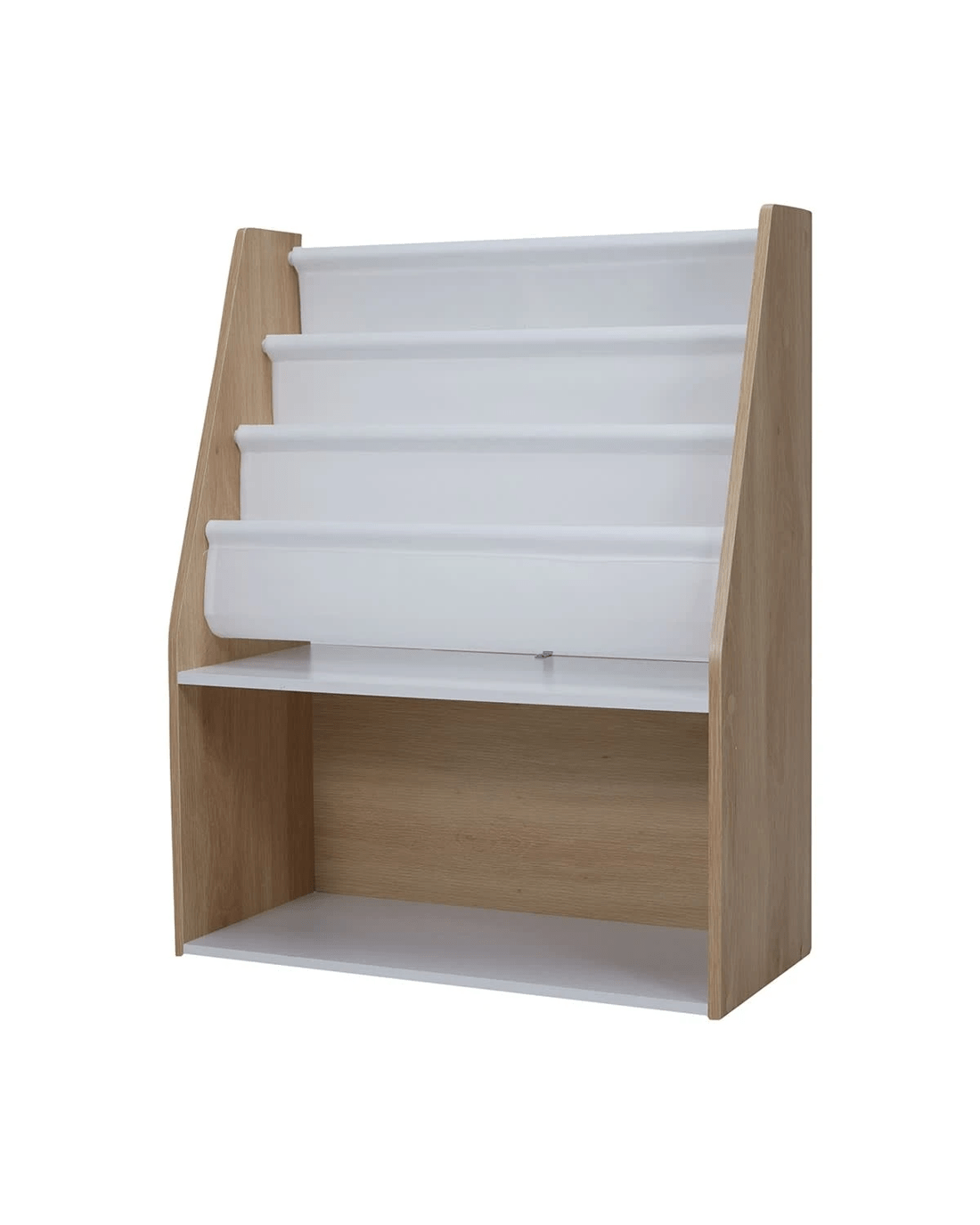 2 Oak Look and White Book Holder with Organiser, 2 of 9