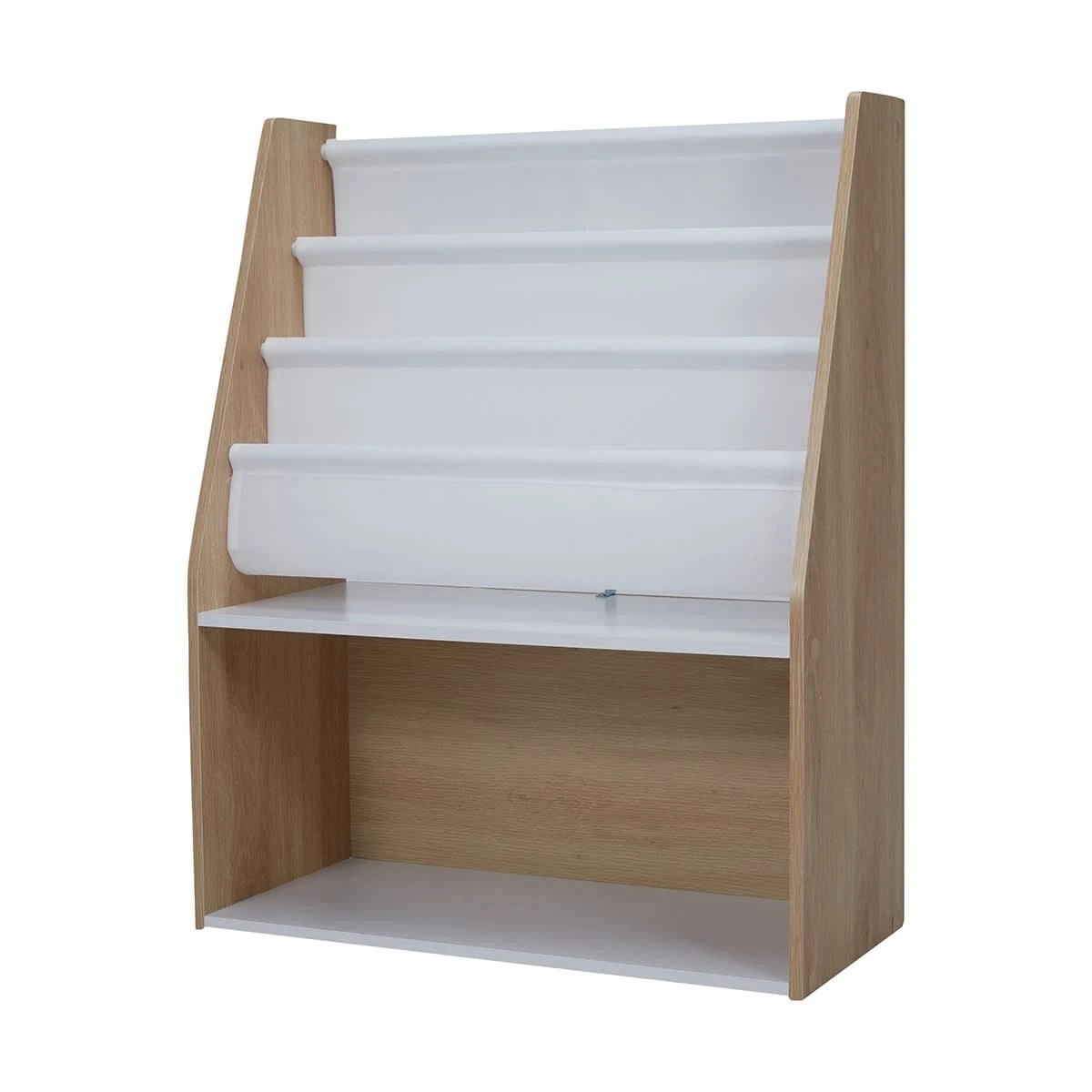 3 Oak Look and White Book Holder with Organiser, 3 of 10