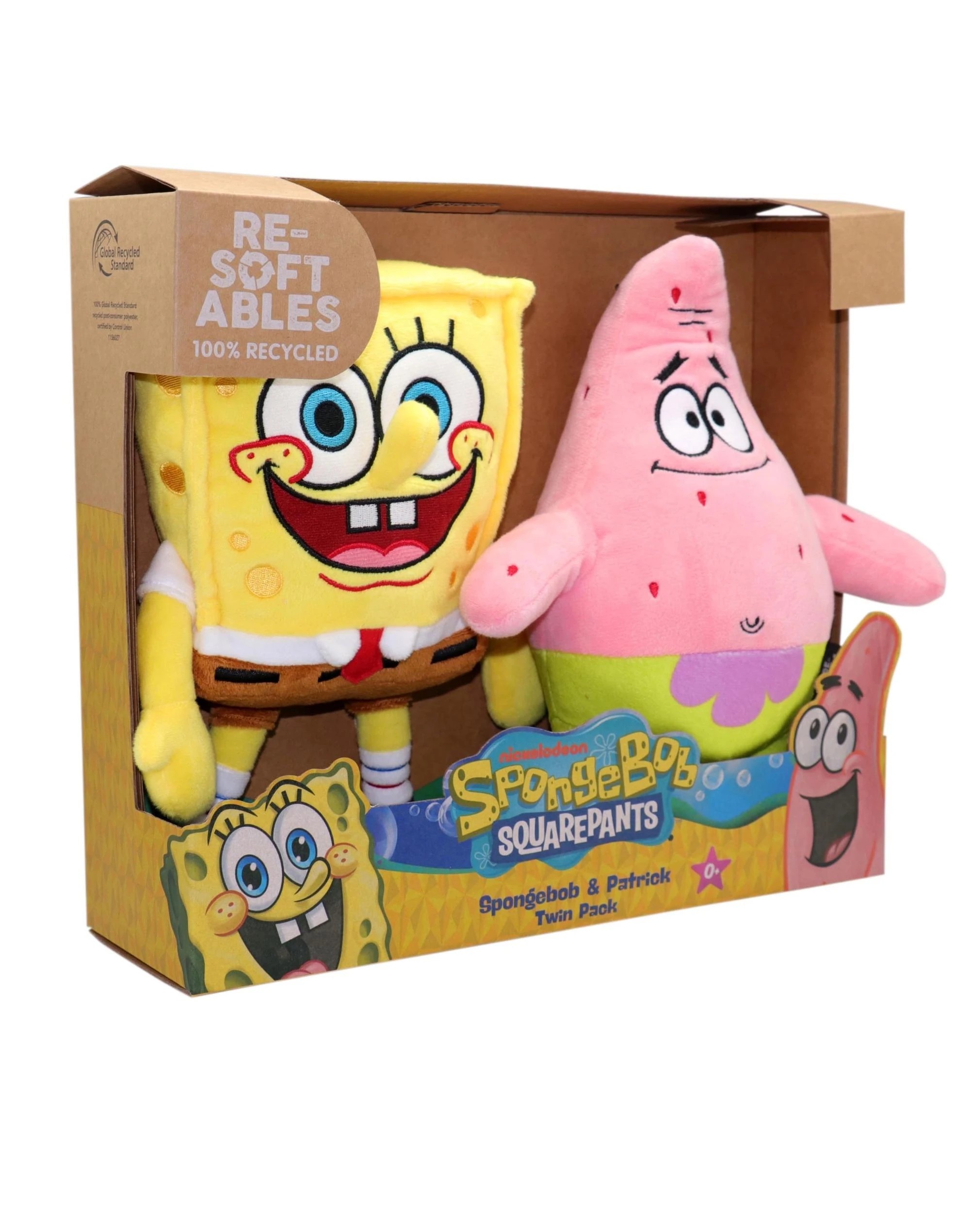 3 Resoftables SpongeBob SquarePants Spongebob and Patrick 10 inch Plush 2 Pack, 3 of 9