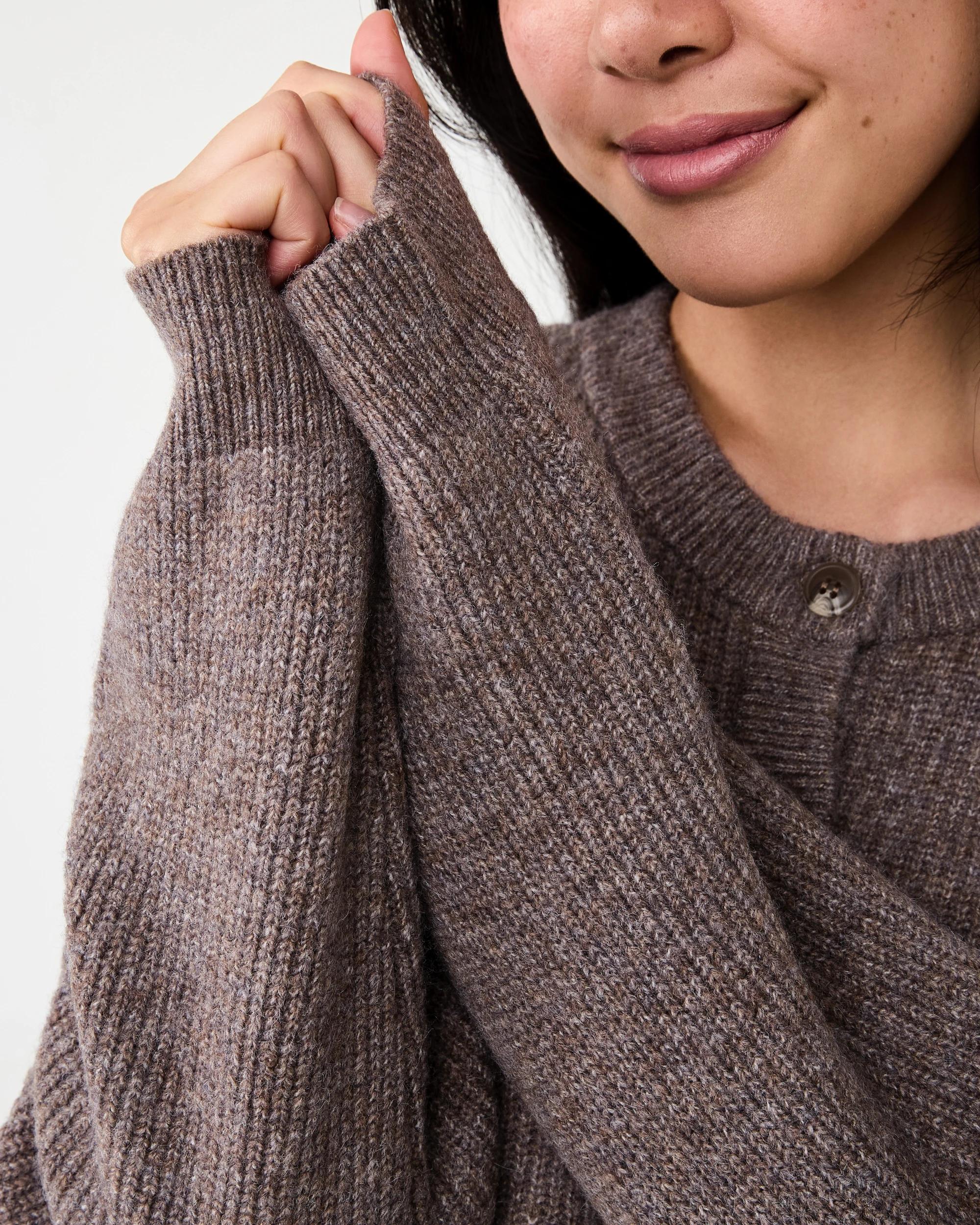 6 Quarter Button Jumper Taupe Mrl, 6 of 6