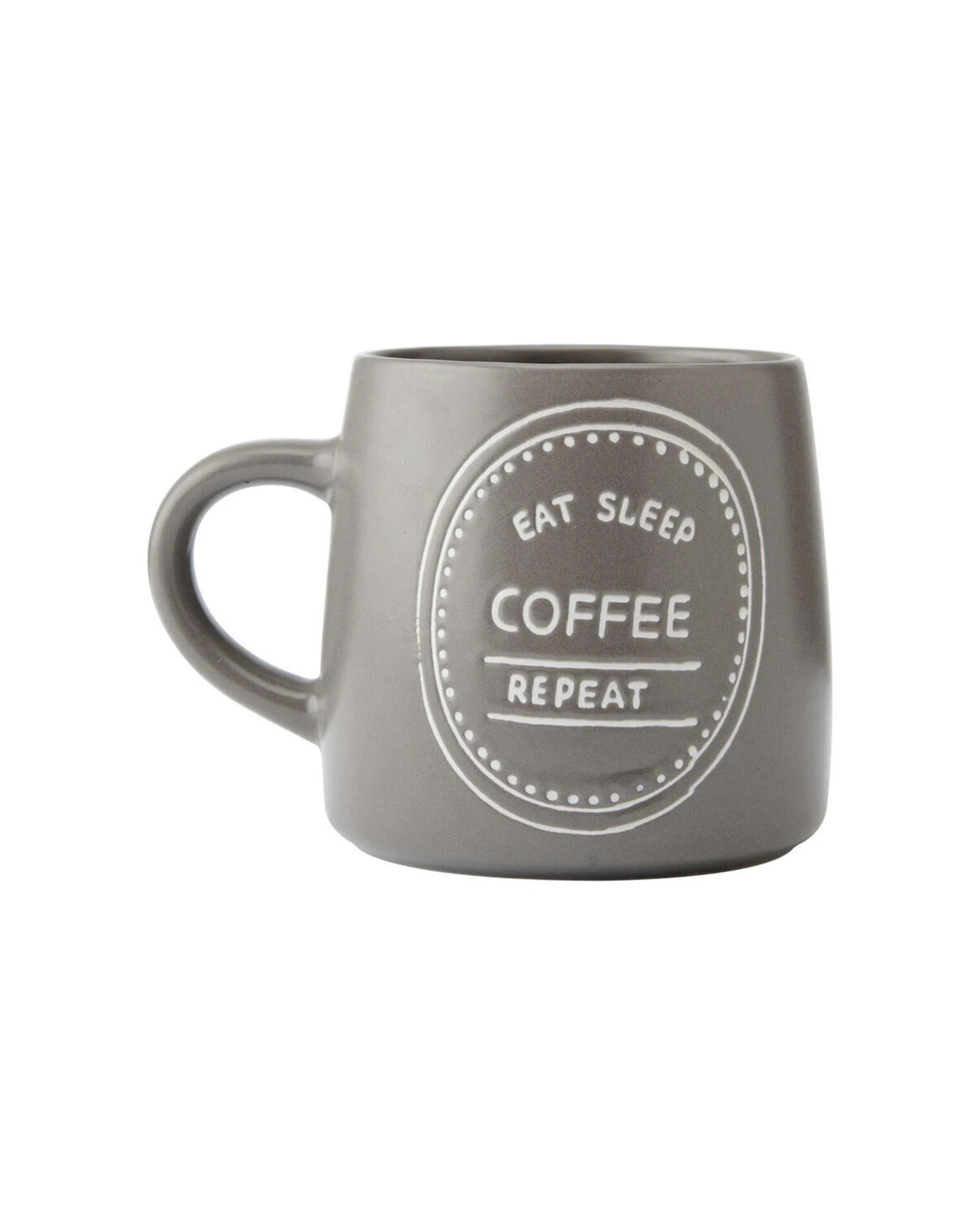 3 Mikasa 4PK Eat Sleep Coffee Repeat Coffee Mug Cup Stoneware 400ml - Brown, 3 of 8