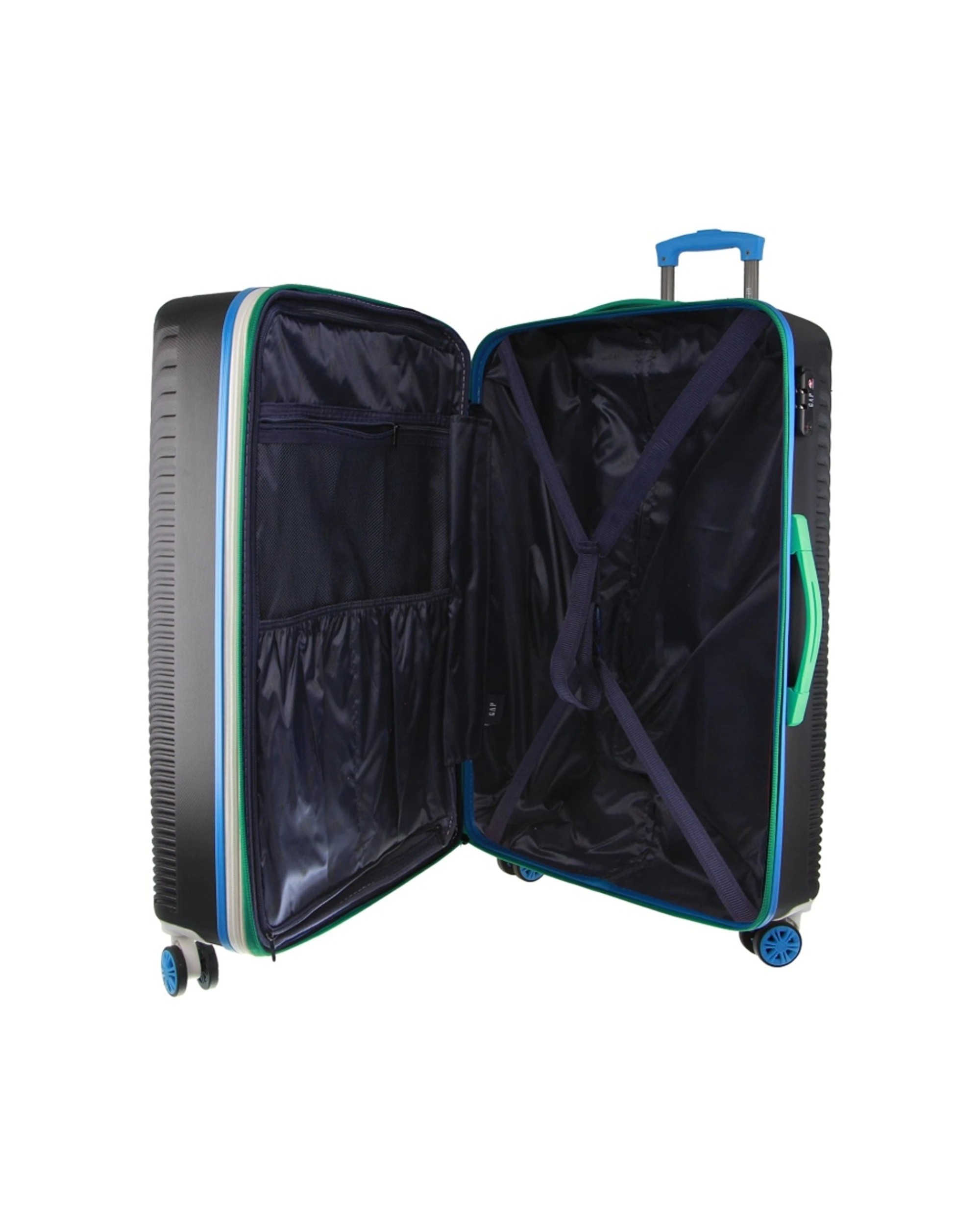 2 GAP Stripe Travel Hard-Shell Suitcase Medium Luggage 67x46cm - Black, 2 of 5