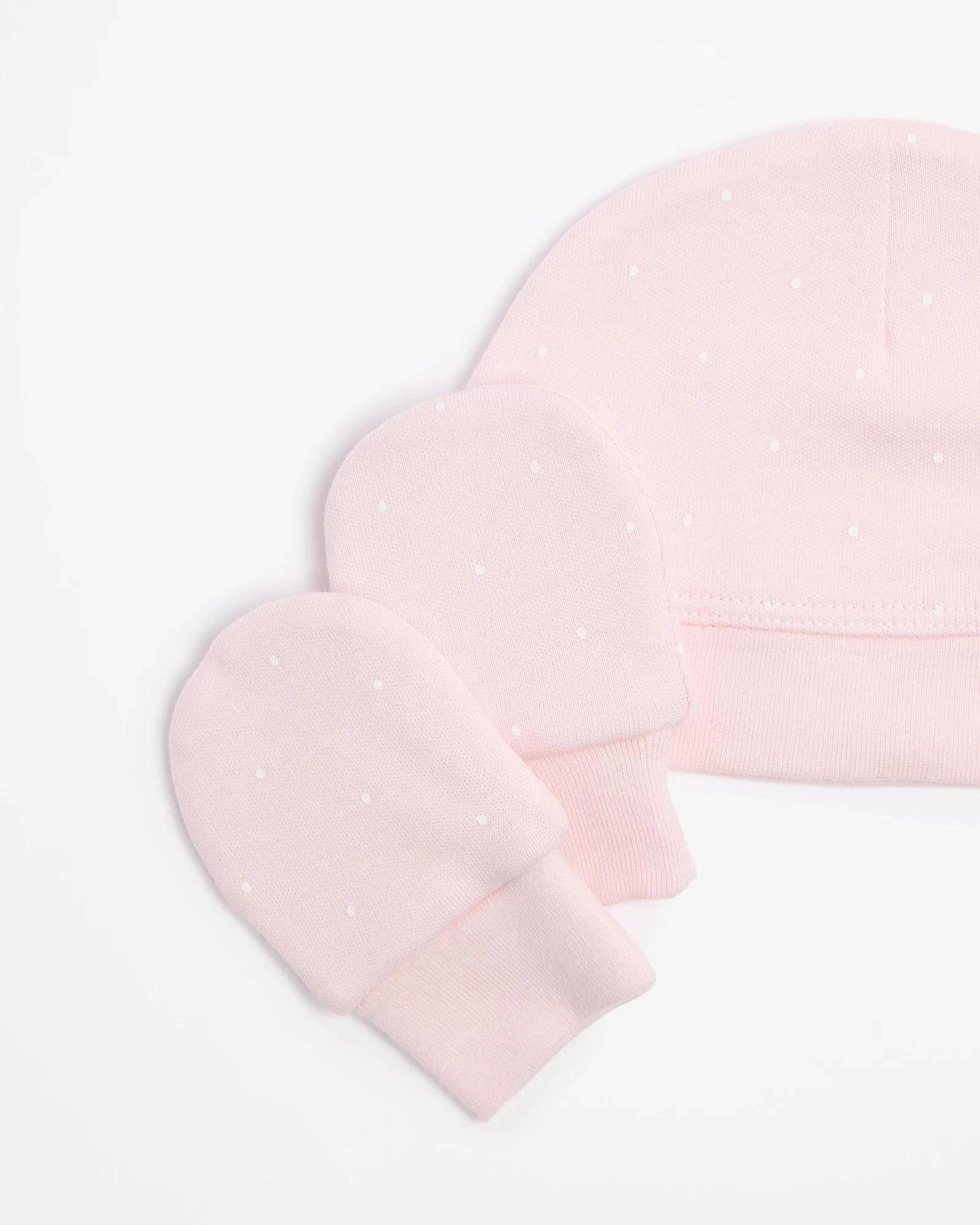 2 Target Baby Baby Organic Cotton Unisex Beanie & Mitten Set PINK SPOT, 2 of 2