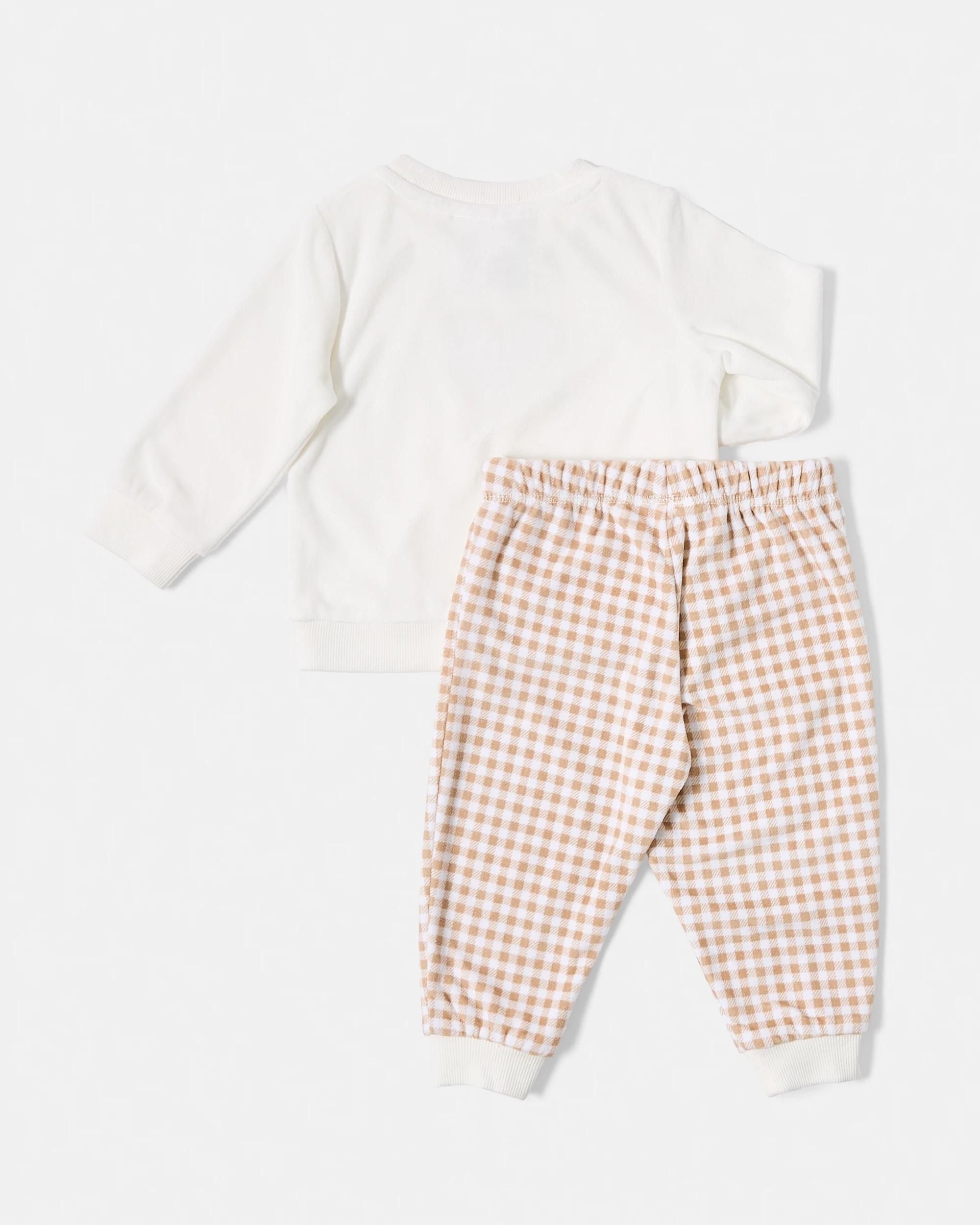 2 Twosie Fleece Pyjama Set Beig Heart, 2 of 5