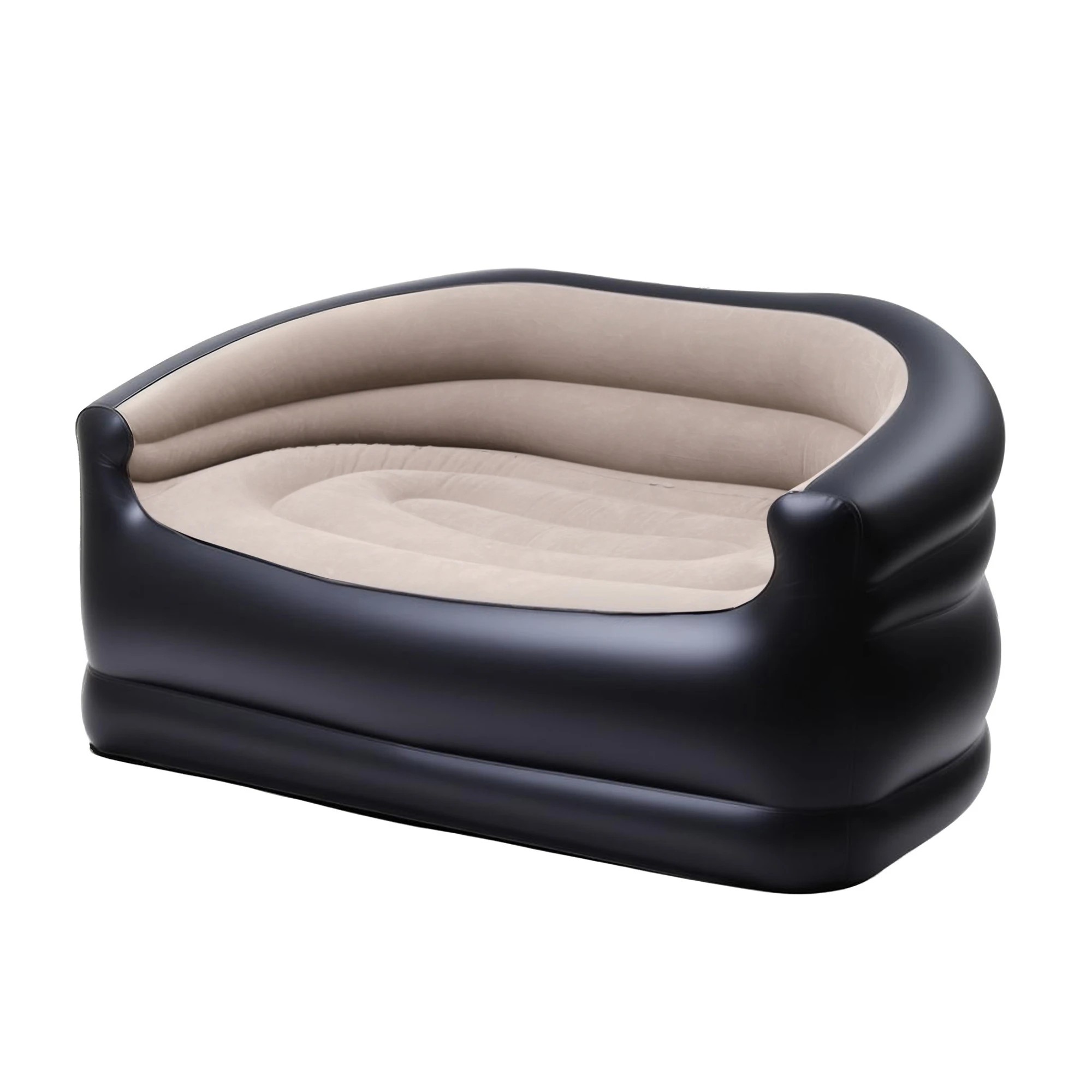 1 Gardeon Outdoor Air Sofa Inflatable Couch Two-Seater Lounge Chair with Pump Blow Up Couches - Brown, 1 of 2